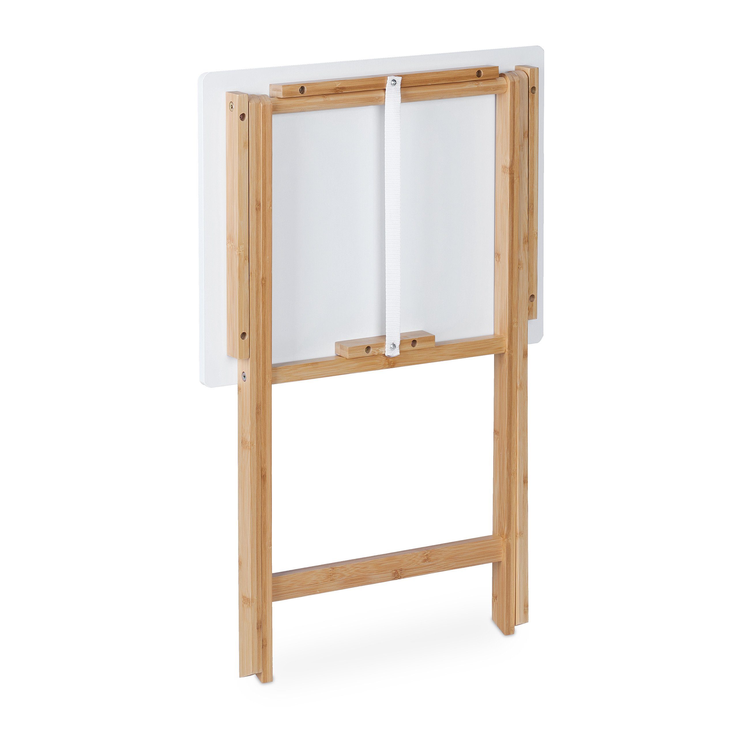 relaxdays Klapptisch Weißer Klapptisch aus Bambus