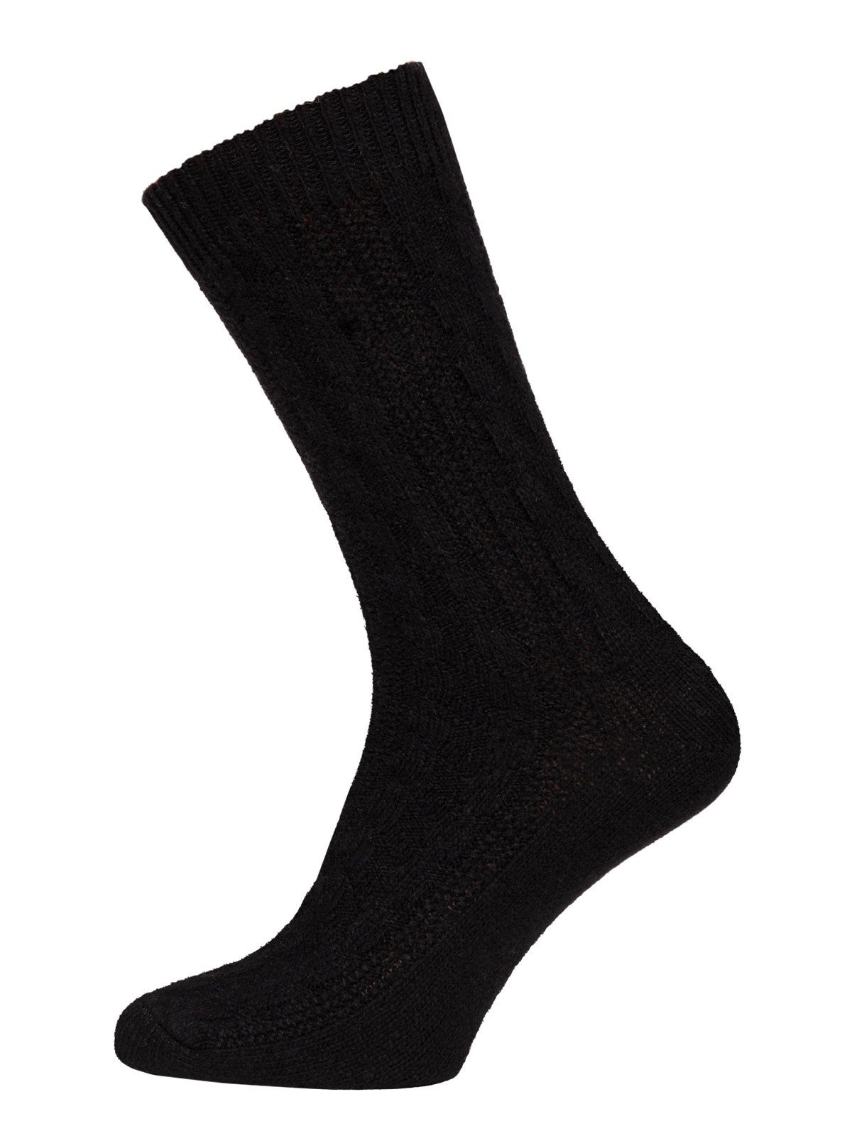 HomeOfSocks Socken und Wollsocken Schwarz Lambswool Lammwolle Zopfmuster 70% Warm (Paar, Extra Feine Socks Paar) strapazierfähige Wollsocken 1