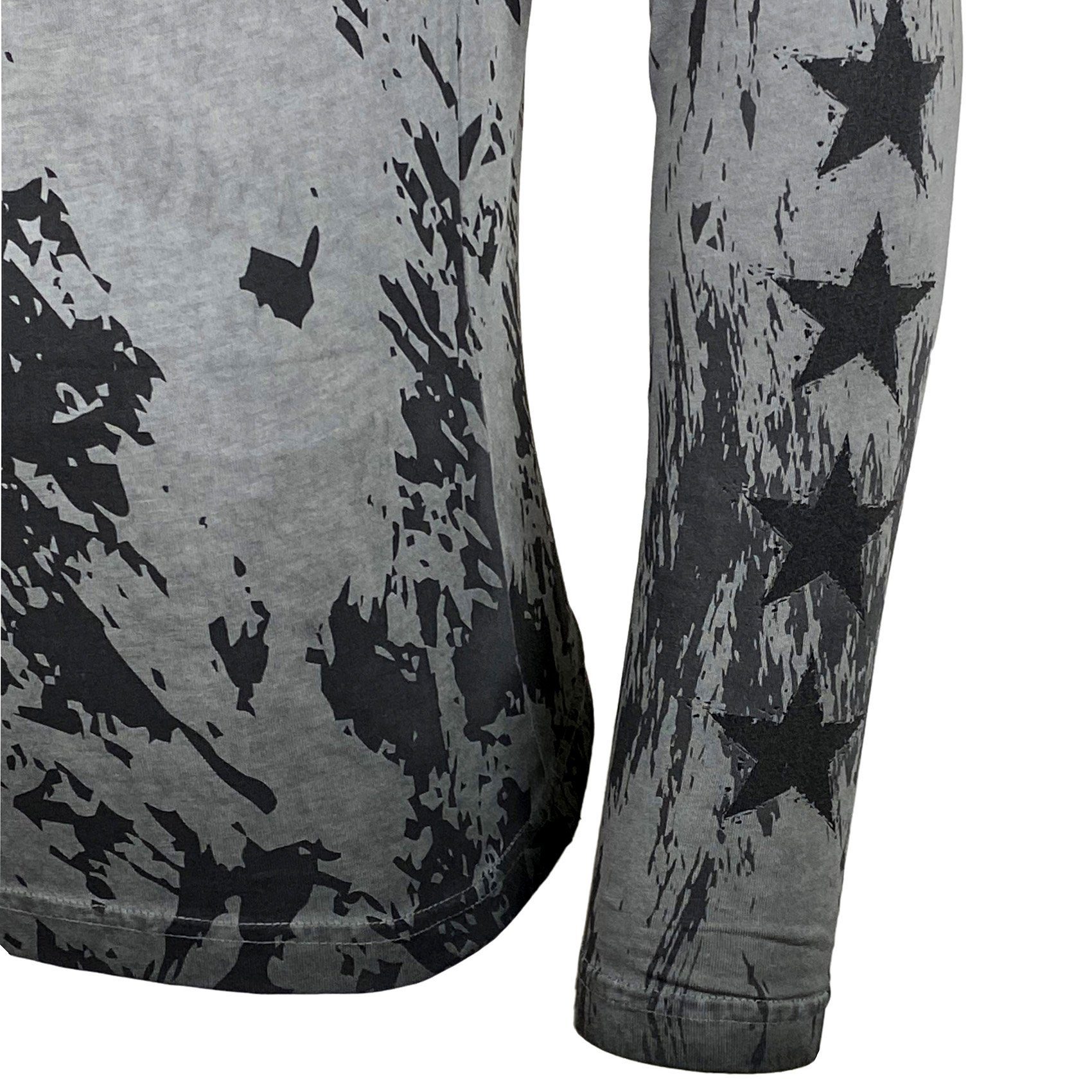 Baxboy Longshirt Langarmshirt mit trendigem All-Over Logo-Print mit Knopfleiste B-702