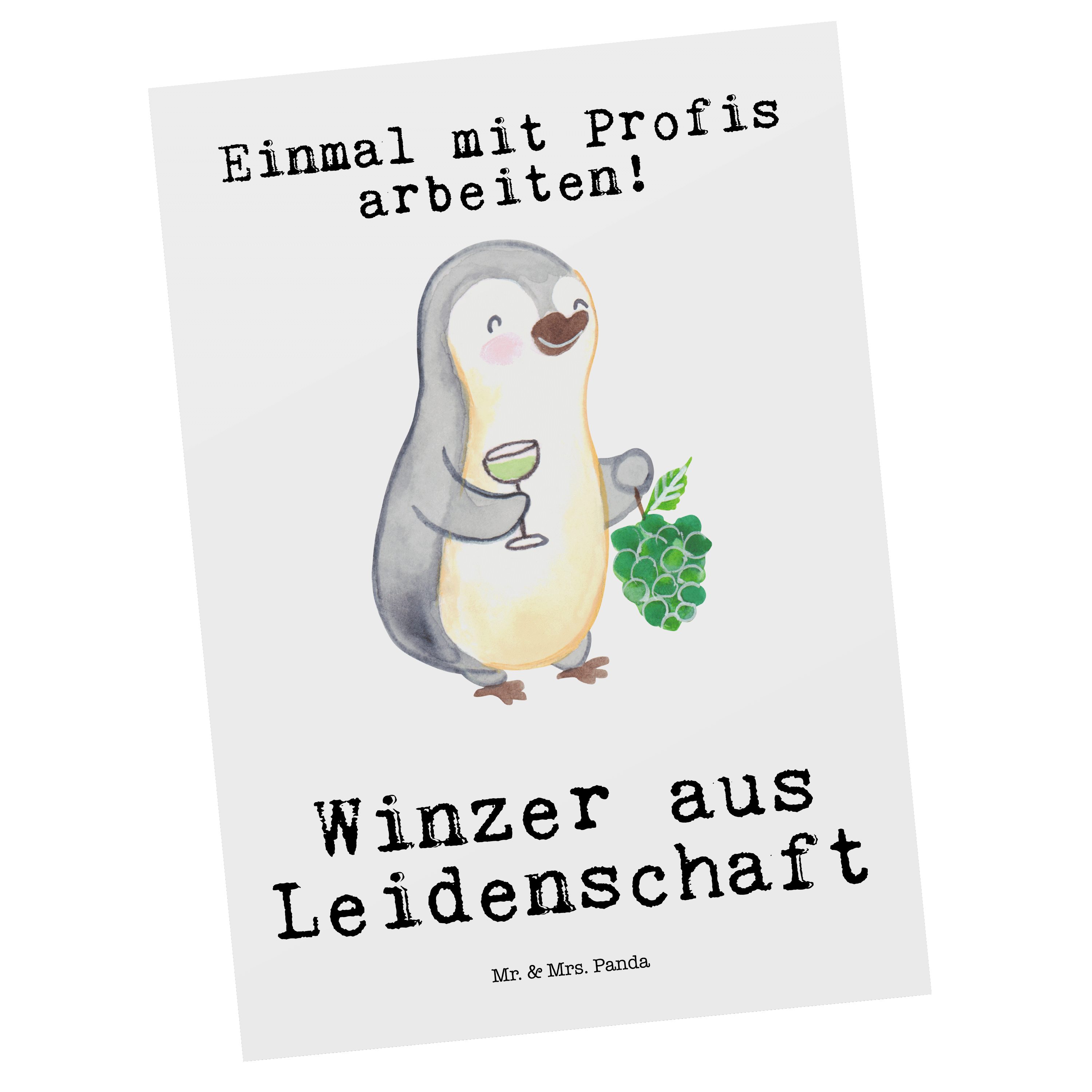 Mr. & Mrs. Panda Postkarte Winzer aus Leidenschaft - Weiß - Geschenk, Kollege, Dankeschön, Gesch