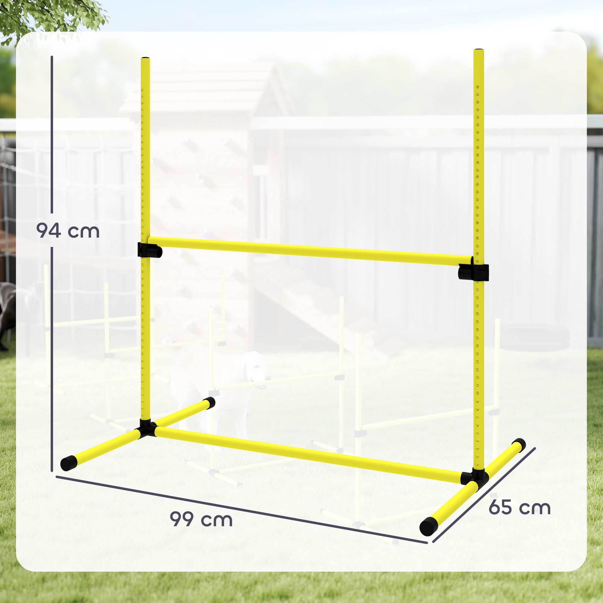 PawHut Agility-Hürde Slalom Stangen, Hunde Training Set, Kunststoff, Hunde Hürden-Set (4-tlg) für Hunde, Gelb