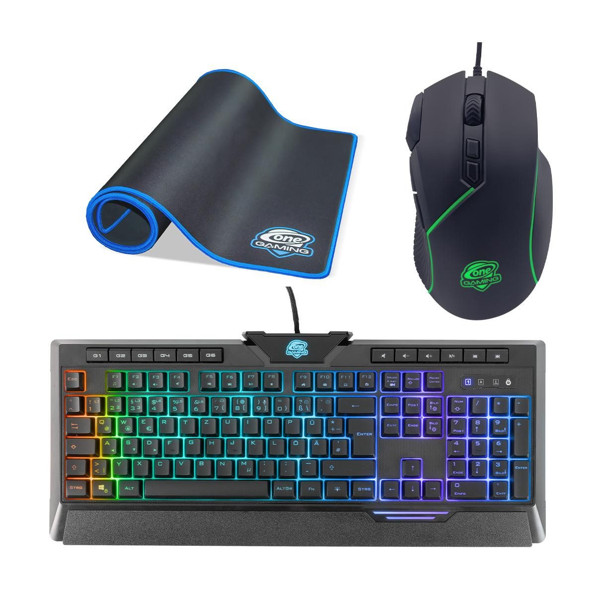 ONE GAMING Advanced Bundle Tastatur-, Maus- und Mauspad-Set