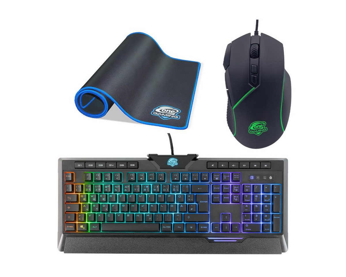 ONE GAMING Advanced Bundle Tastatur-, Maus- und Mauspad-Set