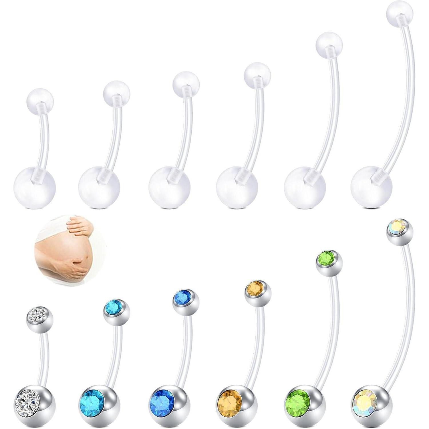 AVYRING Bauchnabelpiercing Schwangerschafts Bauchnabelstecker Silber Chirurgenstahl Flexibler