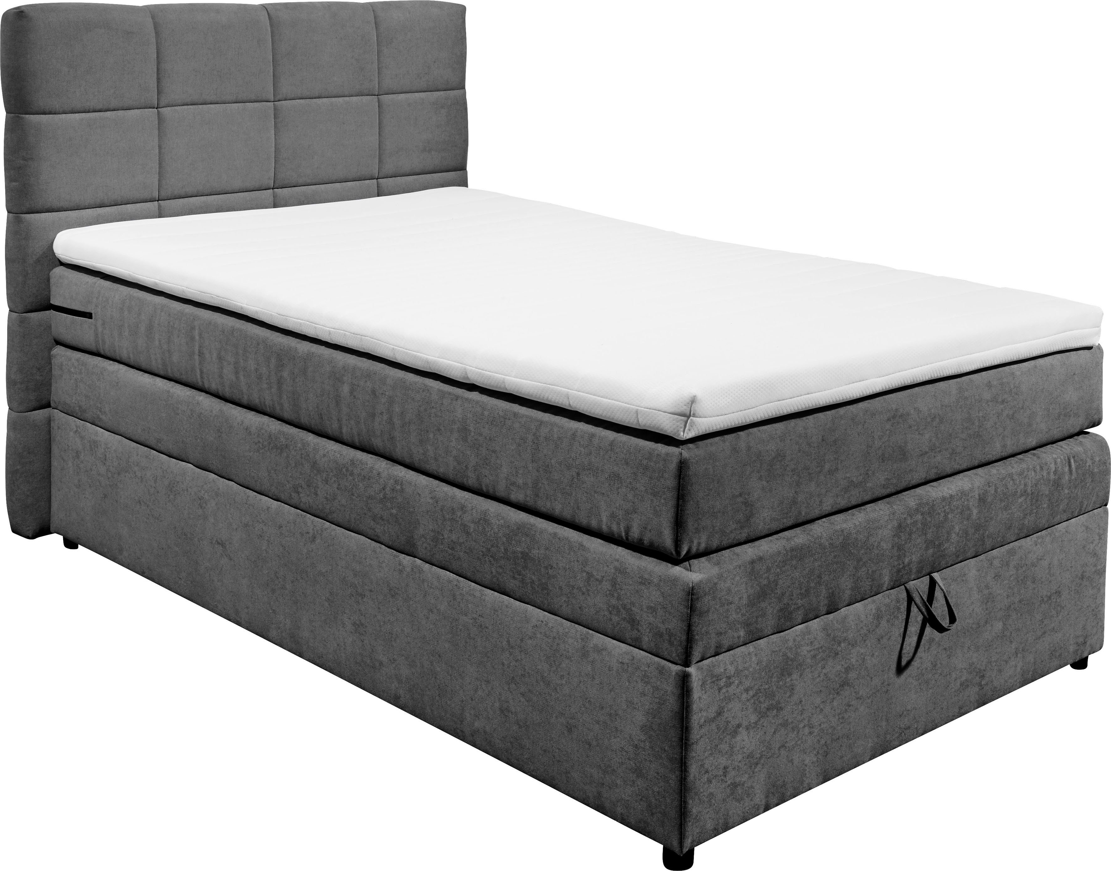 Boxspringbett inkl. Bettkasten EXCITING Soro 97 anthrazit und Topper DESIGN Tacoma, ED