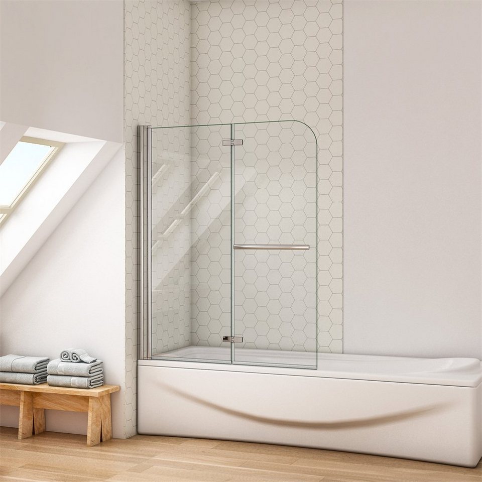 Duschabtrennung Badewannenaufsatz 100x140cm Faltwand Duschwand 6mm NANO ESG Glas