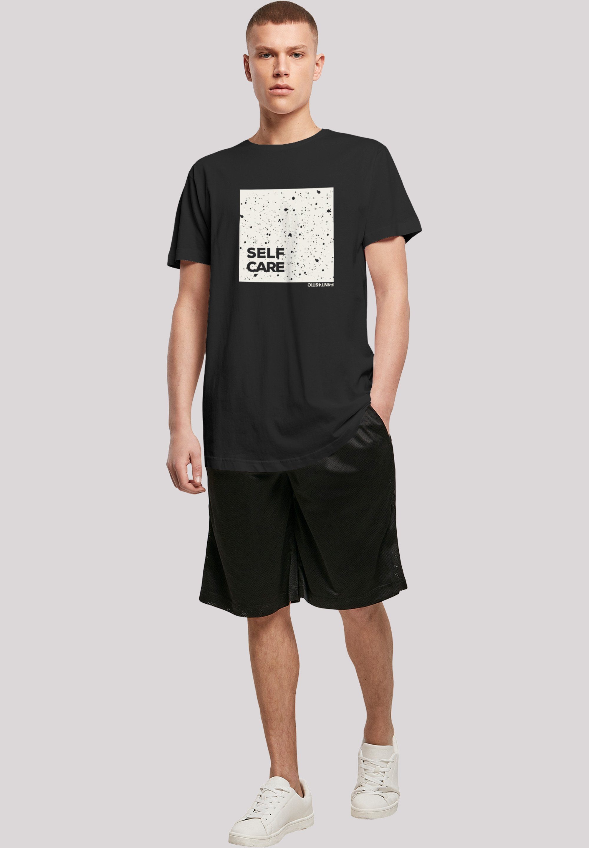 TEE T-Shirt schwarz CARE SELF LONG Print F4NT4STIC