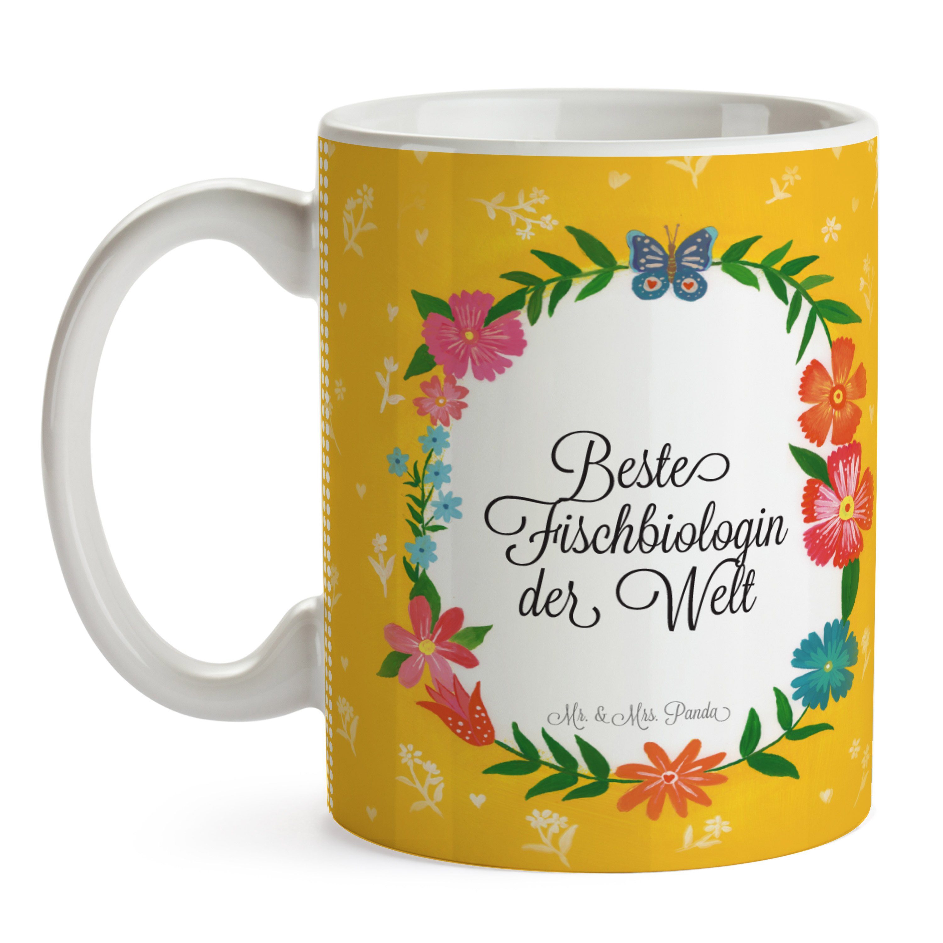 Mrs. Berufsausbildung, Porzellantasse, Mr. Tasse Keramik Fischbiologin Panda Geschenk, - Teetasse, &