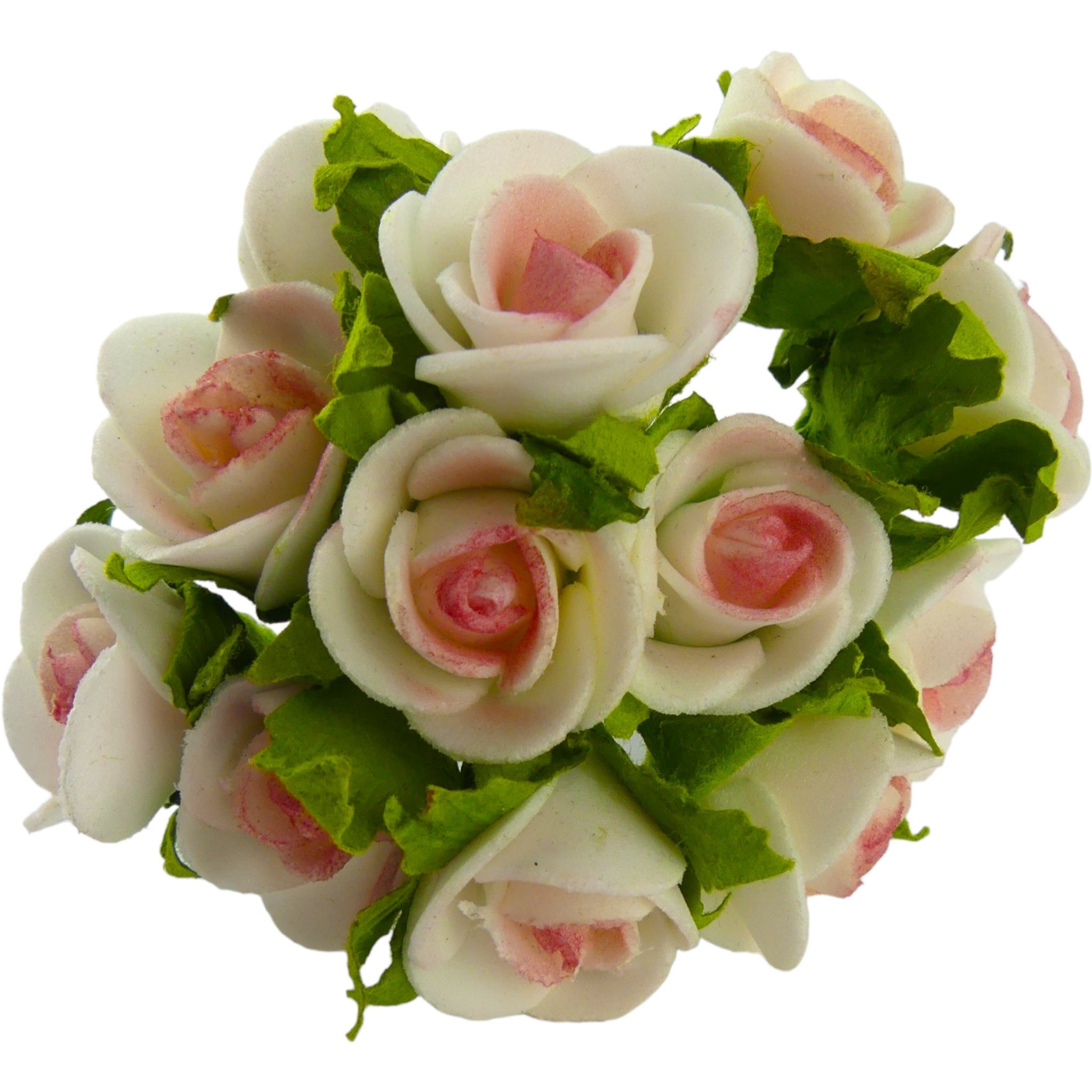 Kunstblume Bastelbedarf Moosröschen Foam Rosen 10cm, 36 St., Flor & Decor Import GmbH Rosa