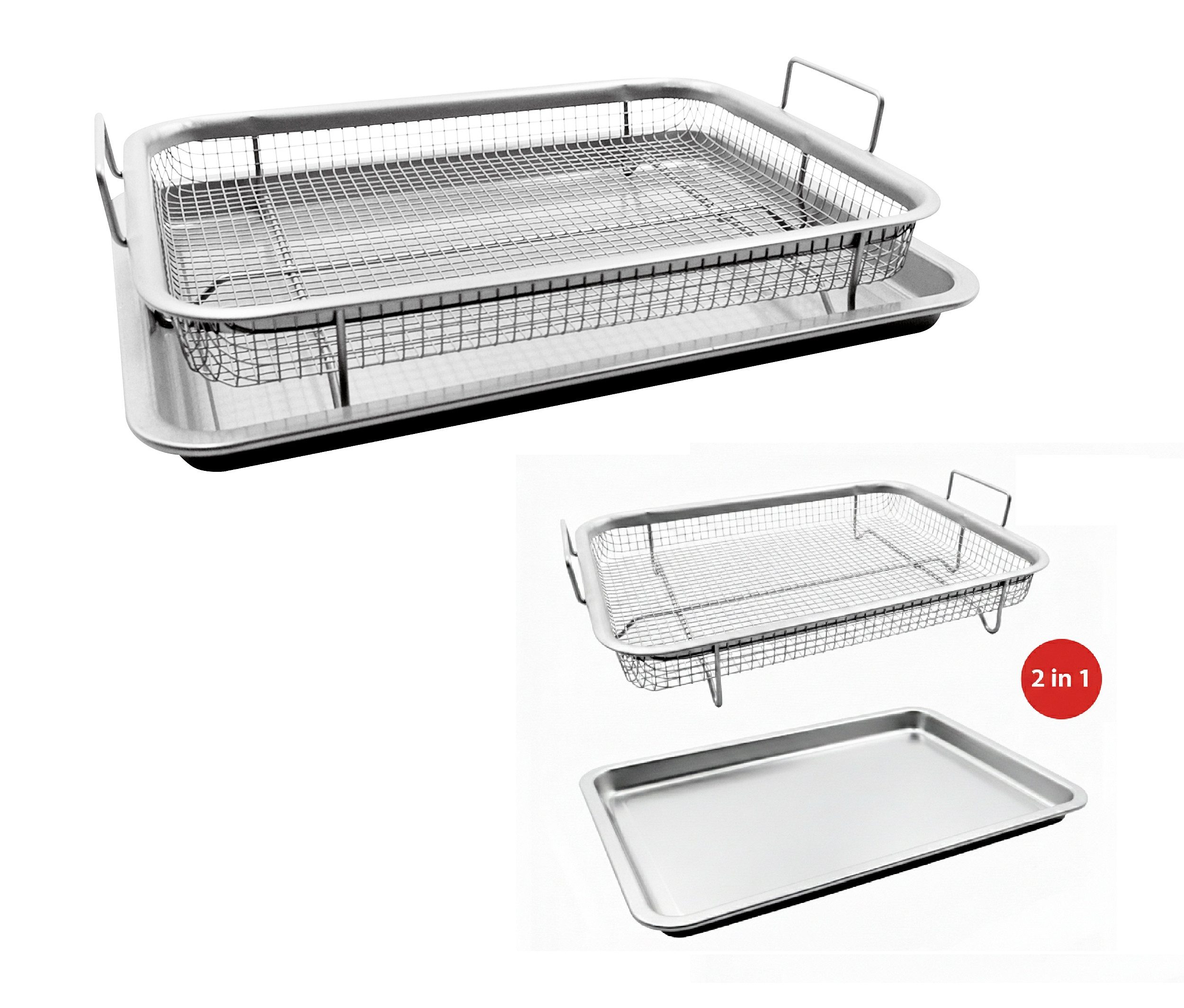 Cheffinger Backblech Backblech mit Frittierkorb Ofenblech 2 in 1 Edelstahl Cheffinger – Bild 2 von 5