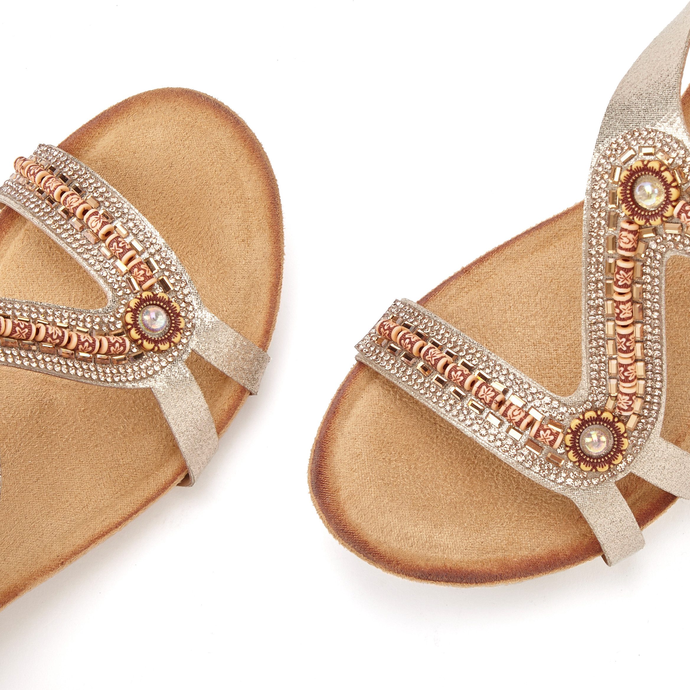 Vivance by Lascana Sommerschuh, offener Schuh, Sandale, Keilsandalette, Sandalette mit Glitzerdetails, Keilabsatz & elastischem Riemchen VEGAN – Bild 4 von 5