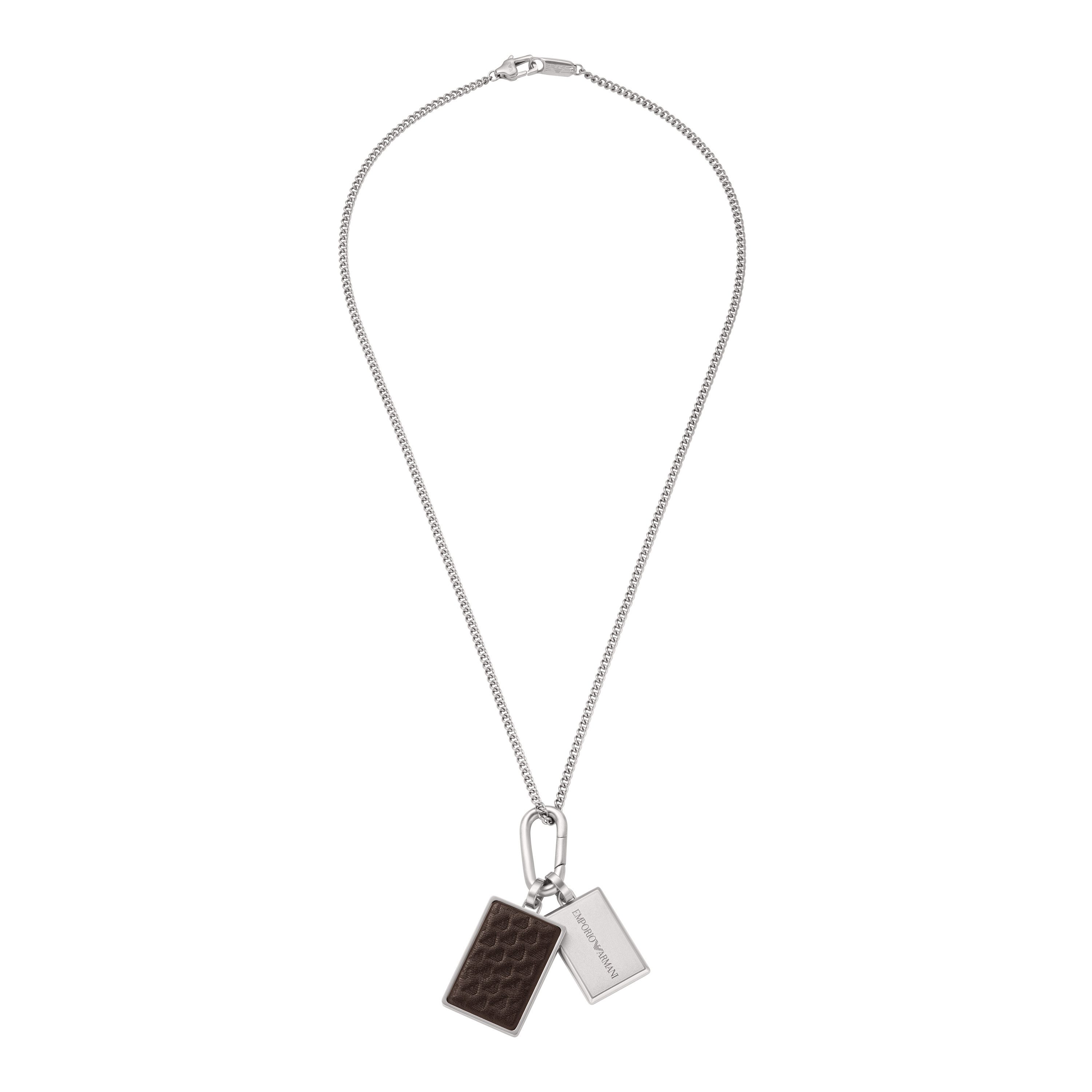 Emporio Armani Kette mit Anhänger Schmuck Geschenk Edelstahl Halsschmuck EAGLE LOGO Dog Tag