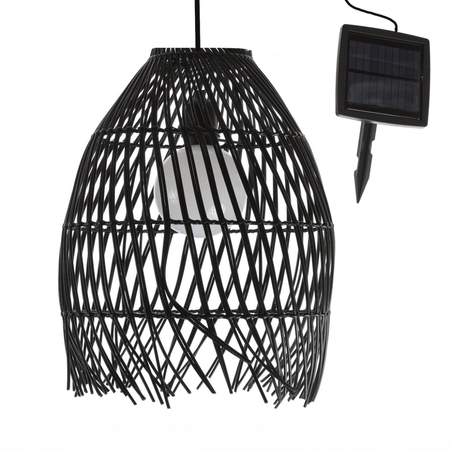 MARELIDA Hängeleuchte LED Solar Hängelampe Boho Lampenschirm Korboptik Solarleuchte H: 36cm, LED Classic, warmweiß (2100K bis 3000K)
