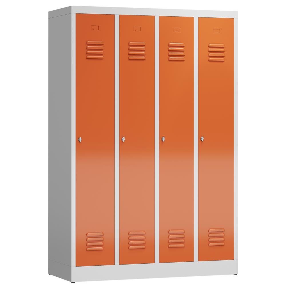 Steelboxx Spind x Komplett montiert, Montage Garderobenschrank, mm 7035 und | ClassiX keine 1800 (1-St) 1185 500 Rot Korpus: 4 Lichtgrau lichtgrau/Türen: x Abteile, erforderlich verschweißt RAL