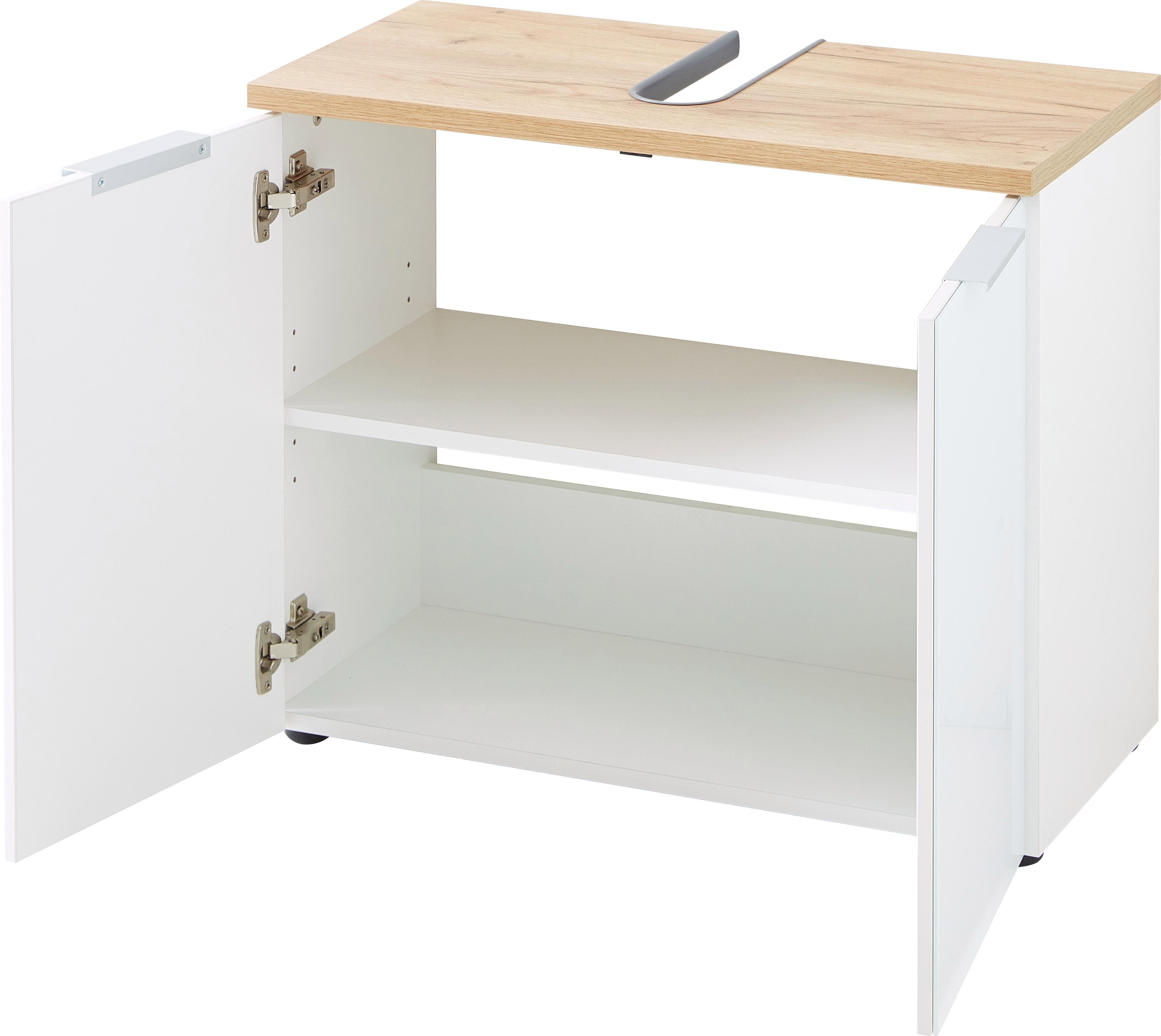 GERMANIA Waschbeckenunterschrank Pescara Front mit Glasauflage