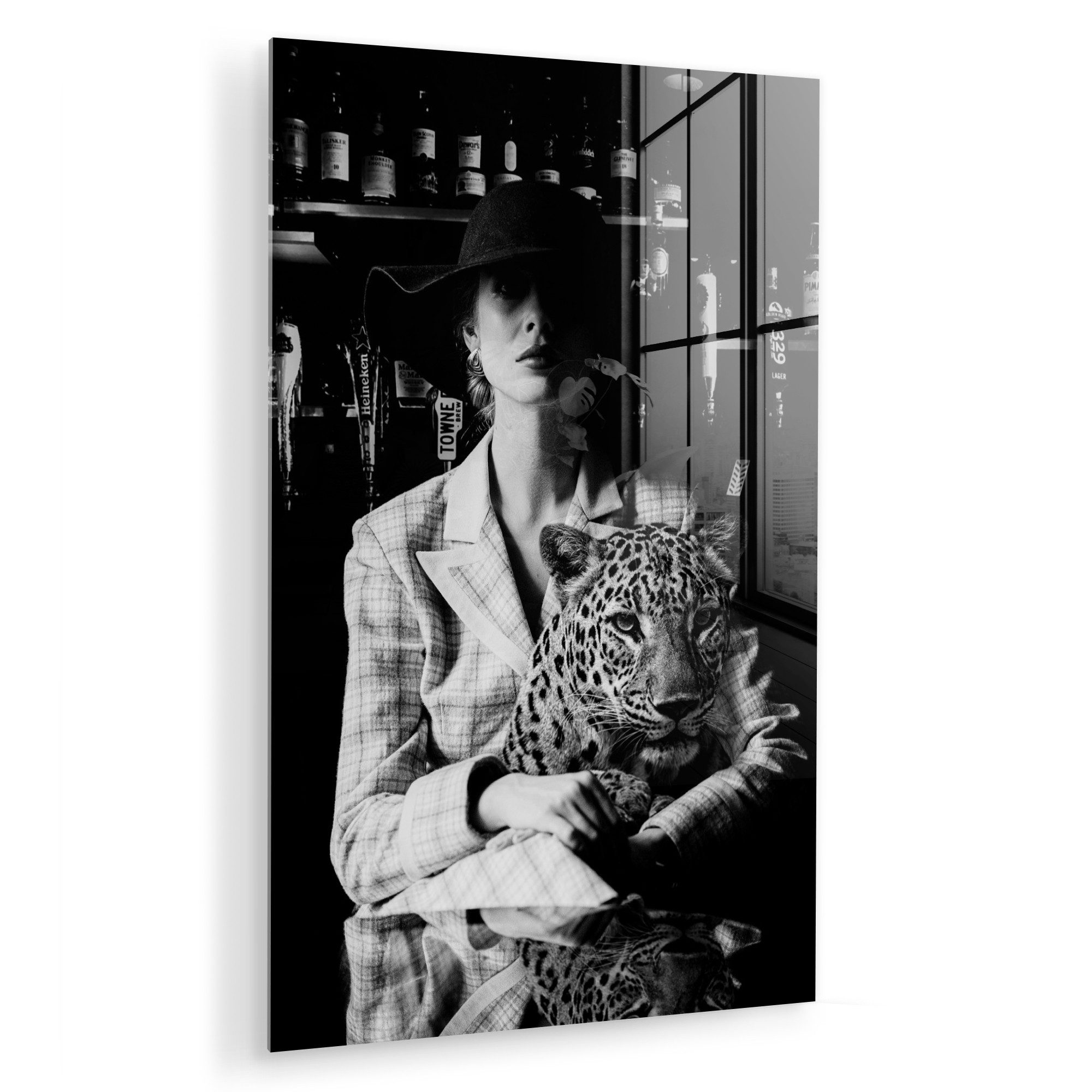 MuchoWow Acrylglasbild Frau - Leopard - günstig online kaufen
