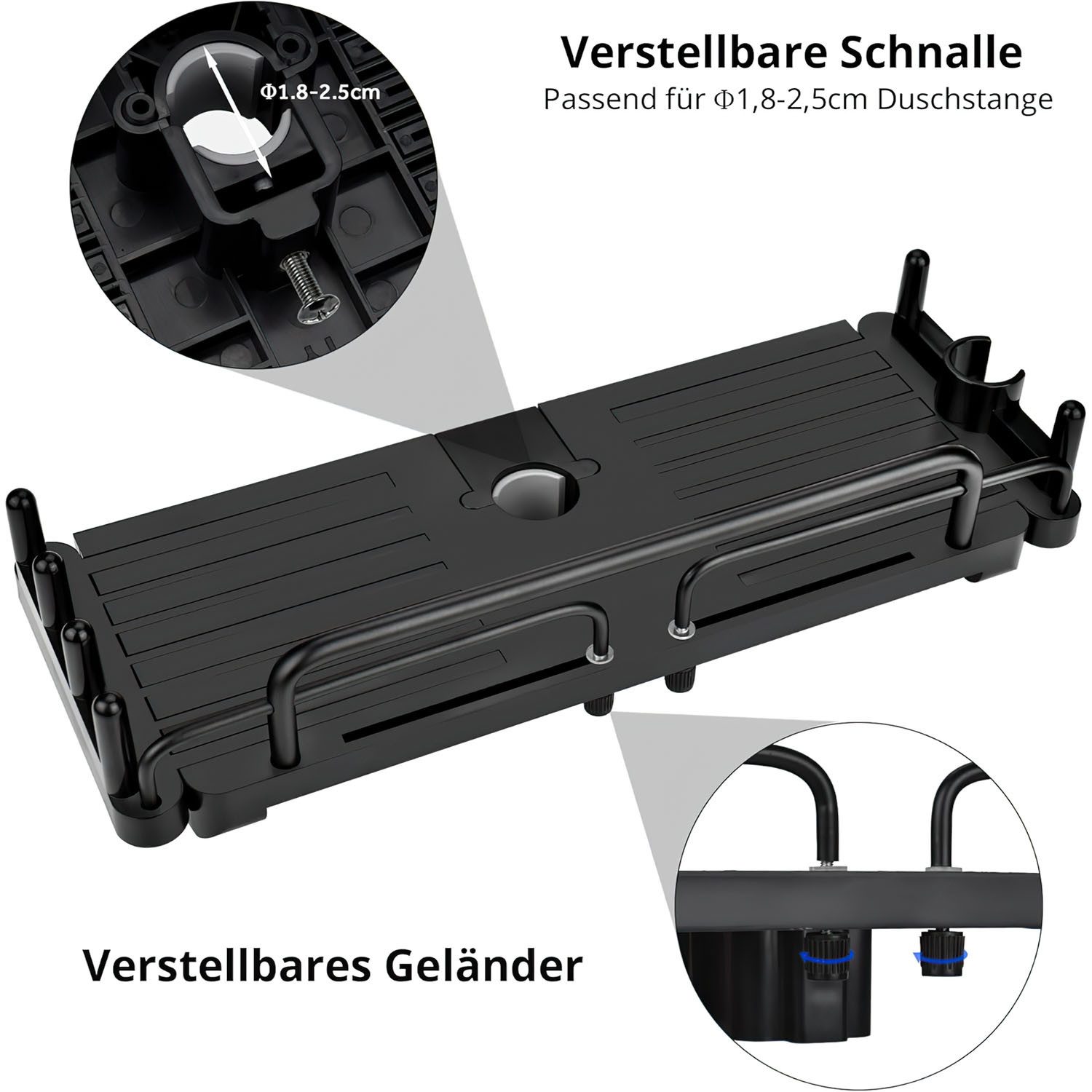 SURFOU Duschablage Ohne Bohren Duschablage Zum Hängen Dusche Halterung, Ablage Dusche Badezimmer Organizer mit Handtuchhalter Duschhalter – Bild 3 von 5