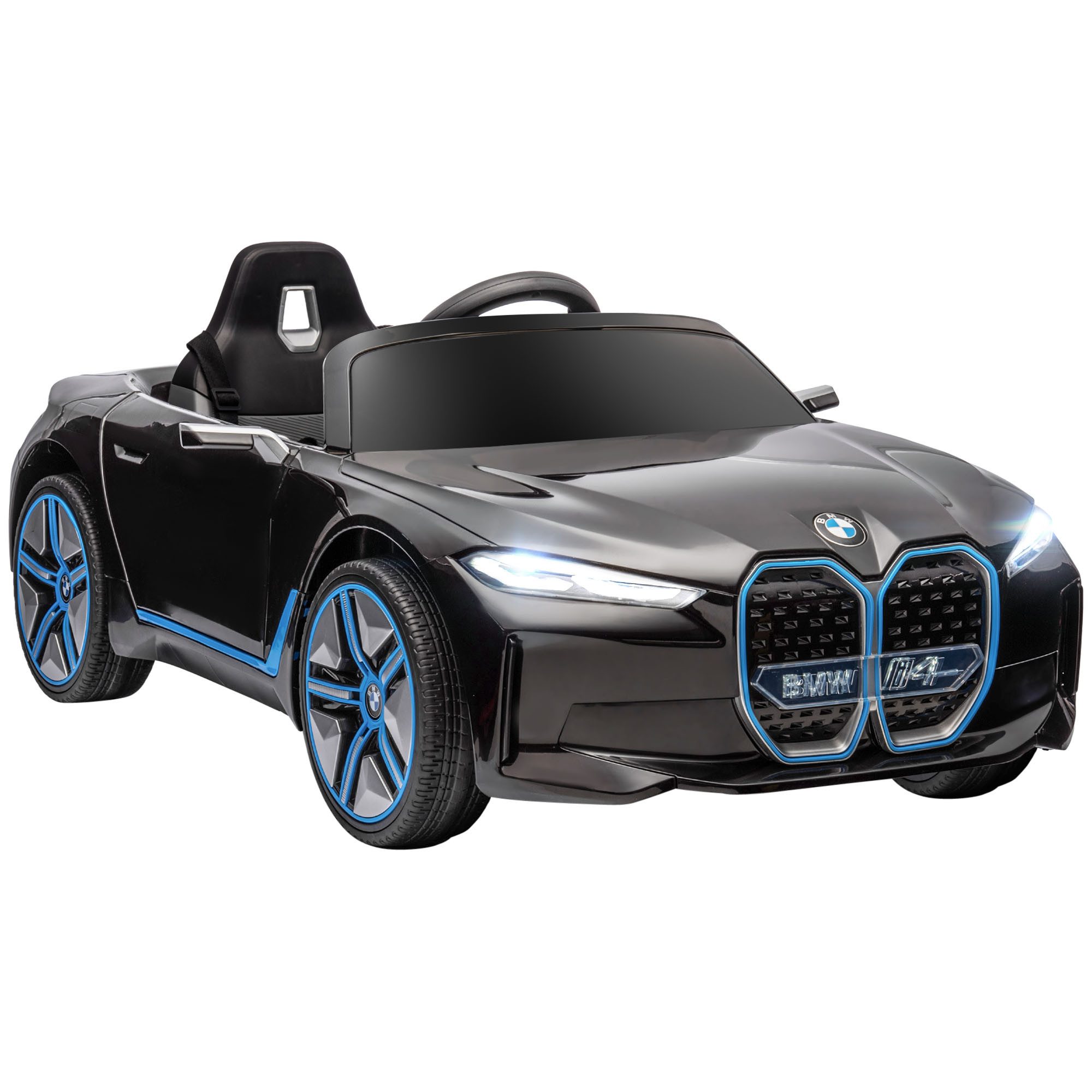 HOMCOM Elektro-Kinderauto Kinder Elektroauto, Elektrisches Kinderfahrzeug mit Scheinwerfer, Belastbarkeit 30 kg, (1-tlg), mit Fernbedienung, Schwarz – Bild 2 von 5