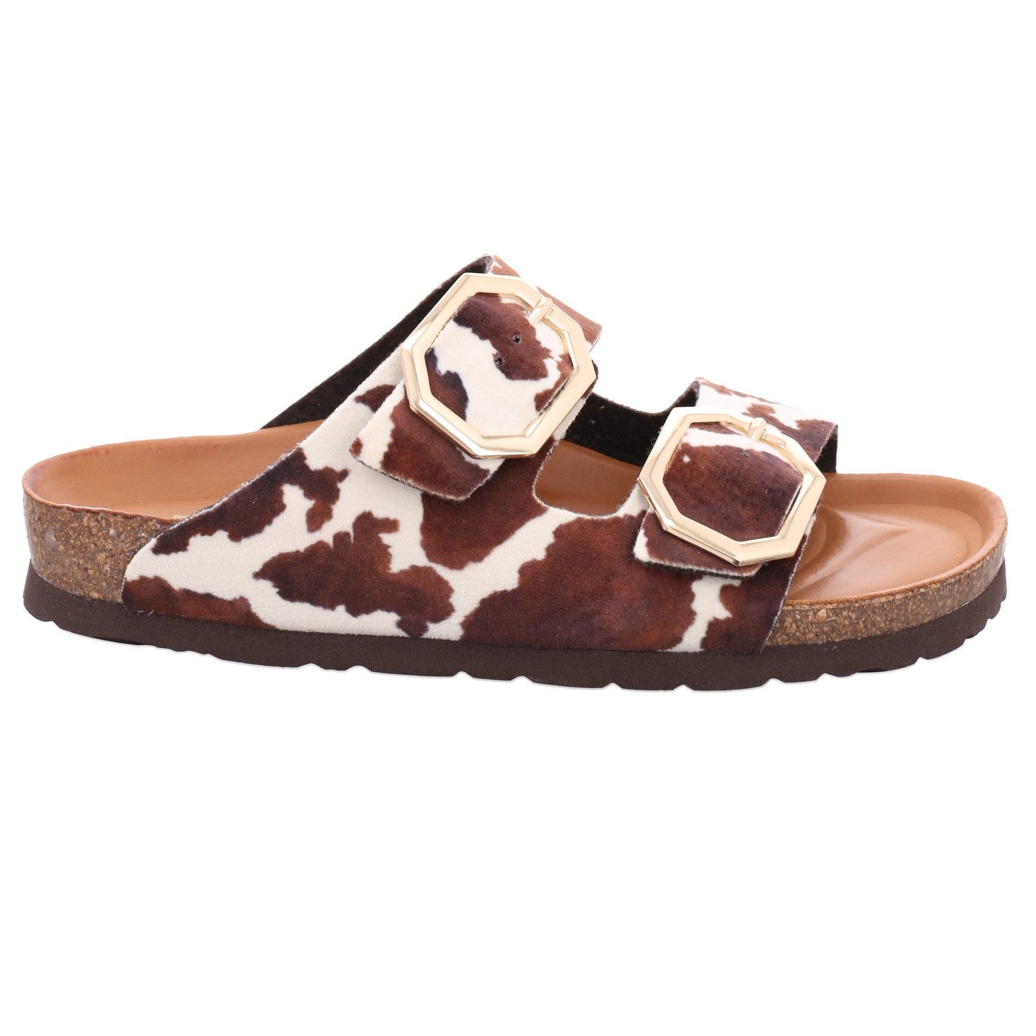 Rohde ALBA Pantolette Sommerschuh, Hausschuh mit angesagtem Kuhfell-Print