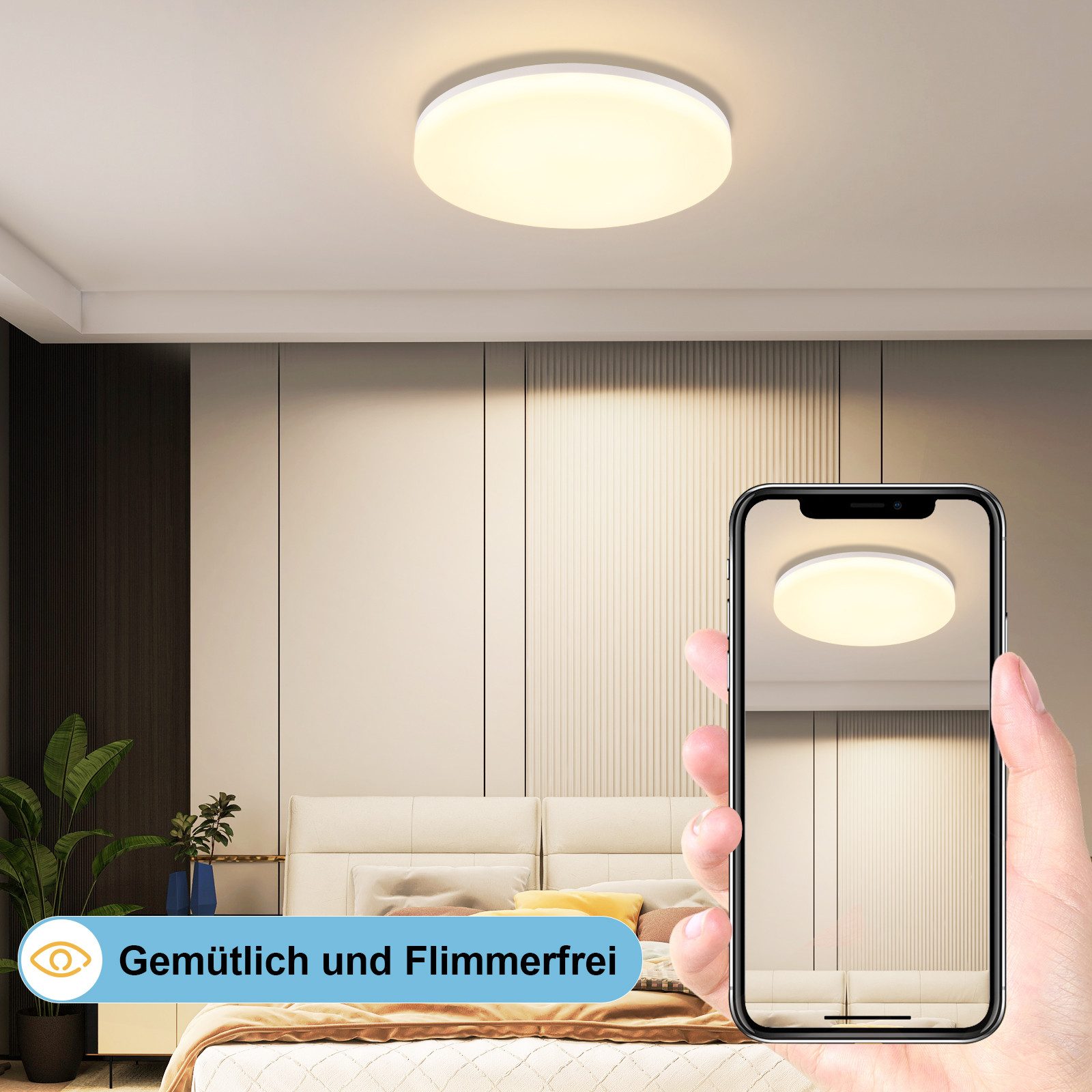 ZMH LED Deckenleuchte Wohnzimmer Modern Schwarz/Weiß günstig online kaufen