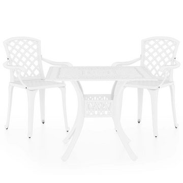 vidaXL Gartenlounge-Set 3-tlg. Bistro-Set Aluminiumguss Weiß, (3-tlg)