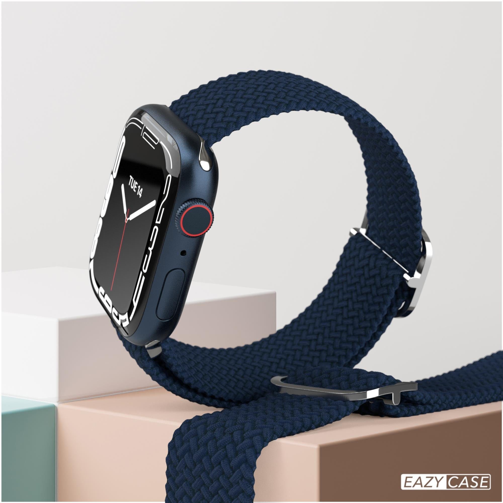 5 7 3 CASE 2 4 flexibel verstellbares Unisex 6 Navy iWatch Uhrenarmband für Dunkel Flechtband 42-49 1 SE mm Blau 9 8 EAZY Flechtarmband Wechselband Grau Ultra,