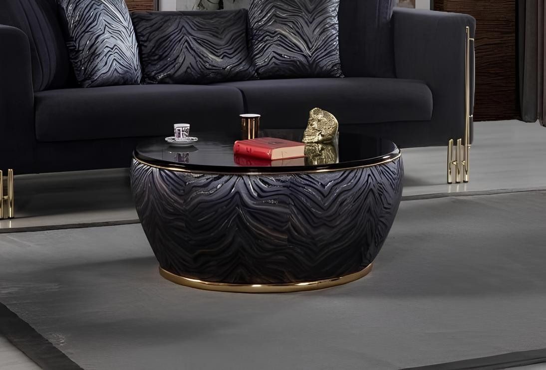 JVmoebel Couchtisch Runder schwarzer Couchtisch hochwertige Möbel für das Wohnzimmer