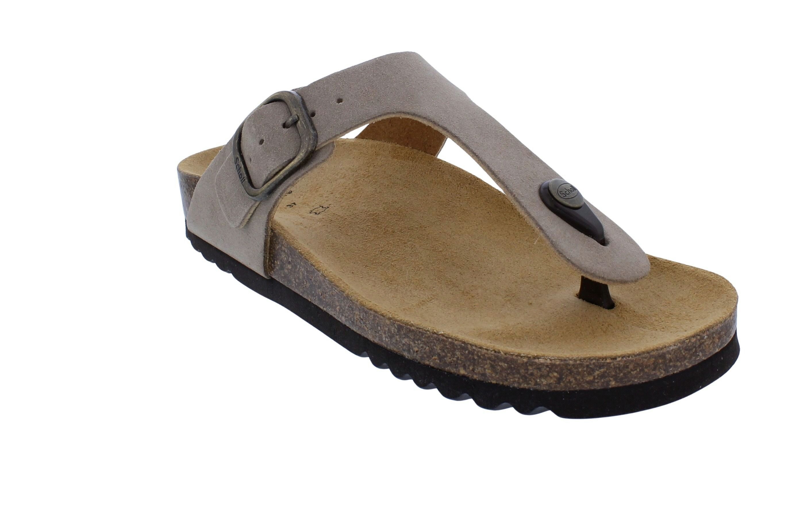 Scholl Scholl Zehensteg-Pantolette mit Fußbett Anais Dark Beige Suede - Velou Pantolette