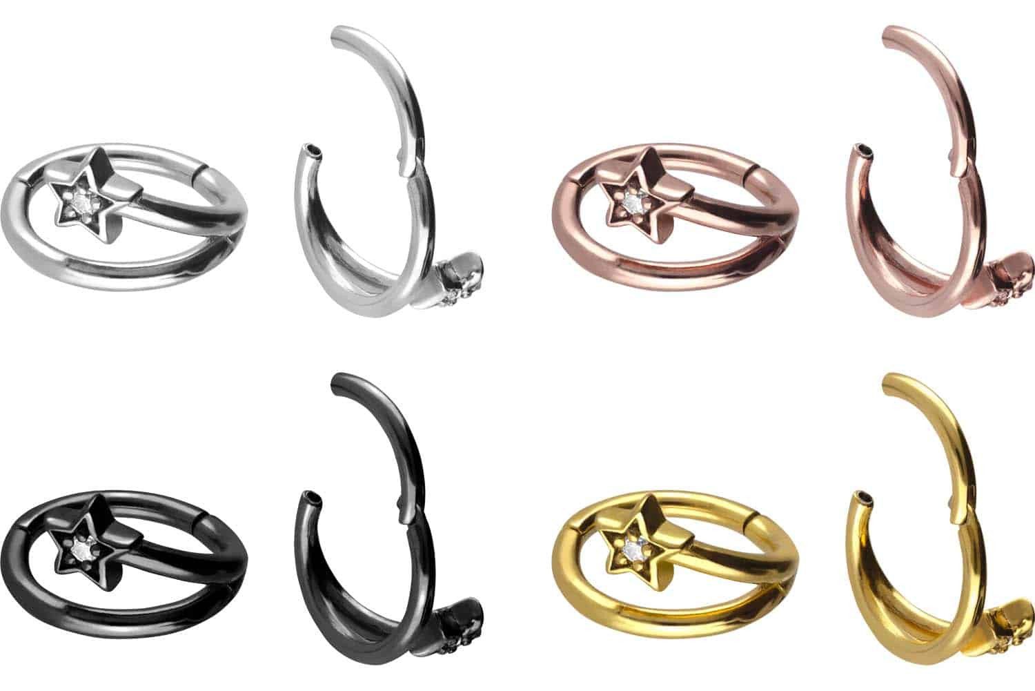 PIERCINGLINE Nasenpiercing Chirurgenstahl Segmentring Clicker STERNSCHNUPPE günstig online kaufen