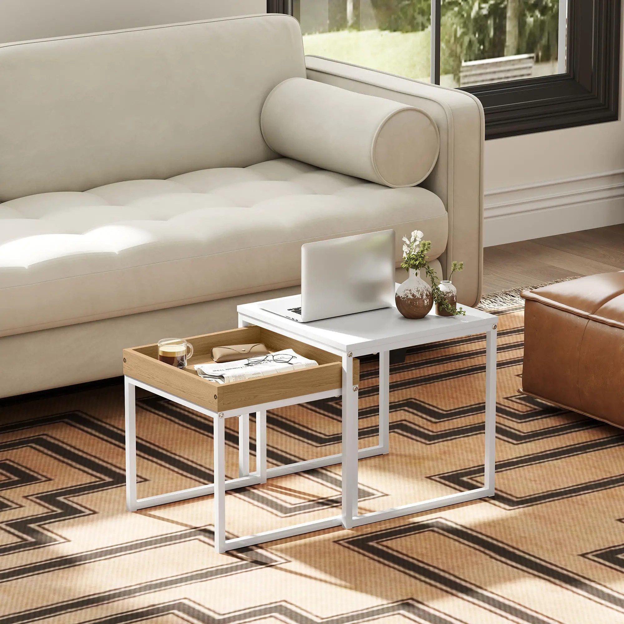 BlingBin Couchtisch 2er-Set Sofatisch Eckiger Beistelltisch, günstig online kaufen