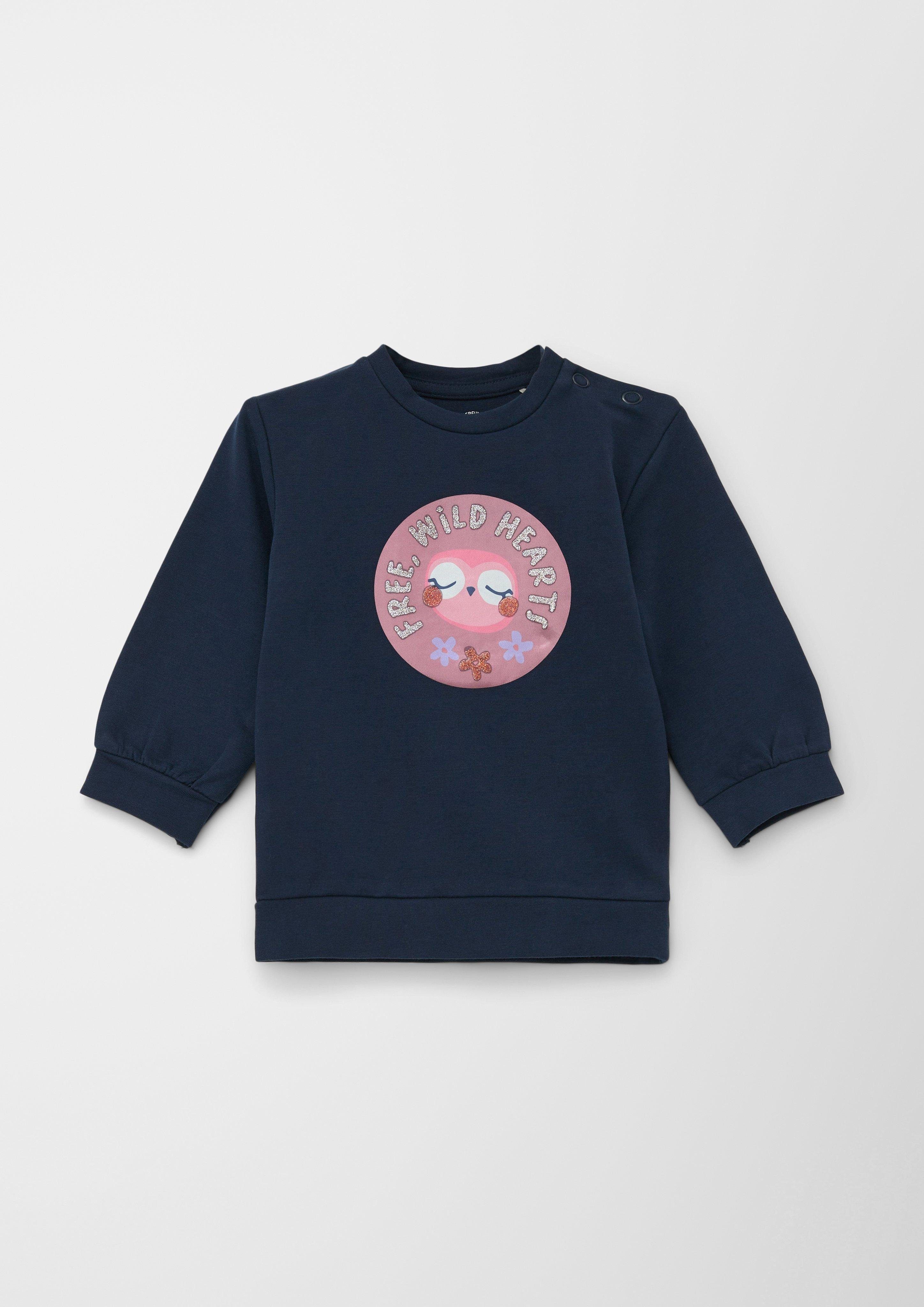 s.Oliver Sweatshirt Sweatshirt mit Effektprint Glitzer navy