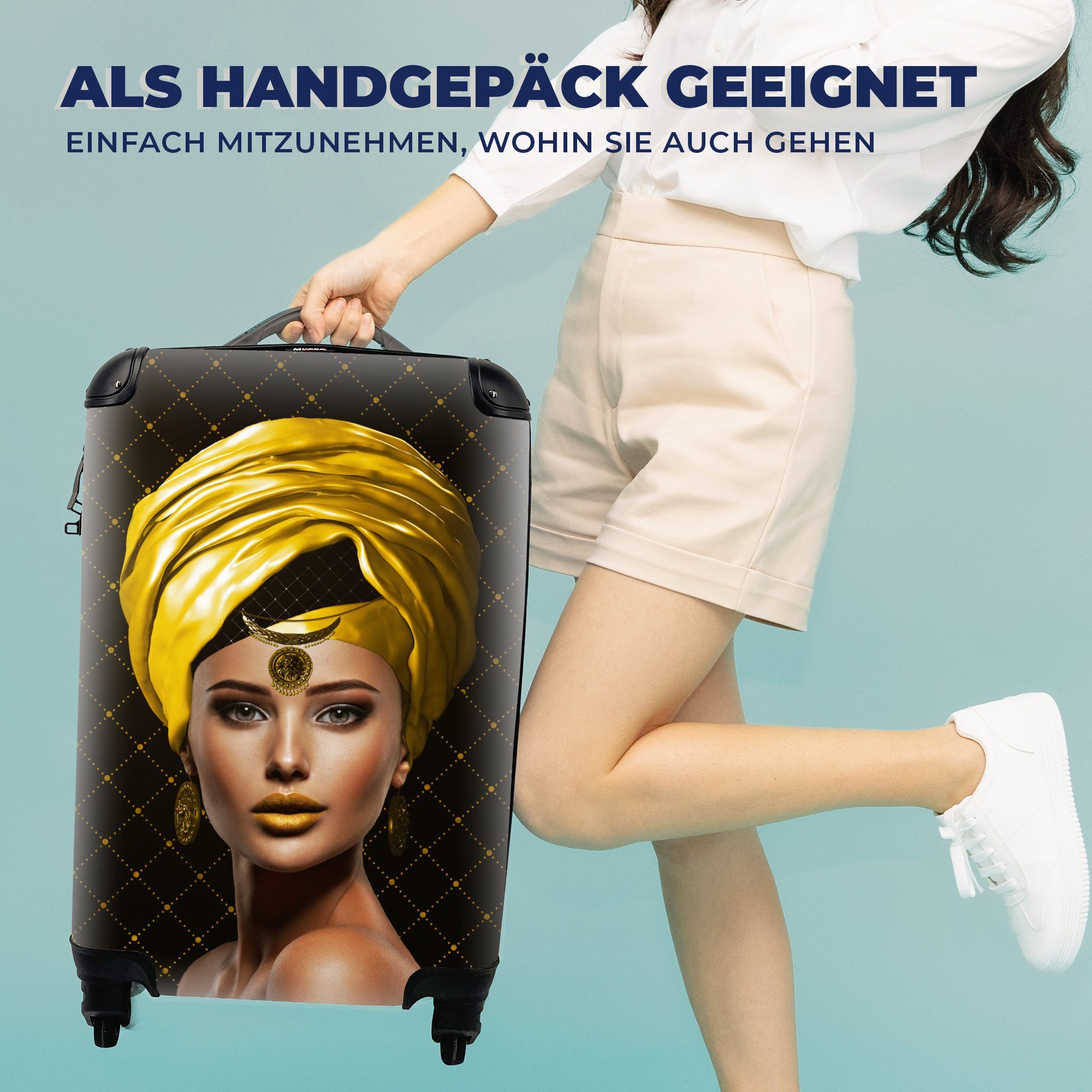 Trolley, Handgepäck Rollen, Handgepäckkoffer 4 Reisetasche Reisekoffer - für - Frau MuchoWow Farben mit Gelb, rollen, Ferien,