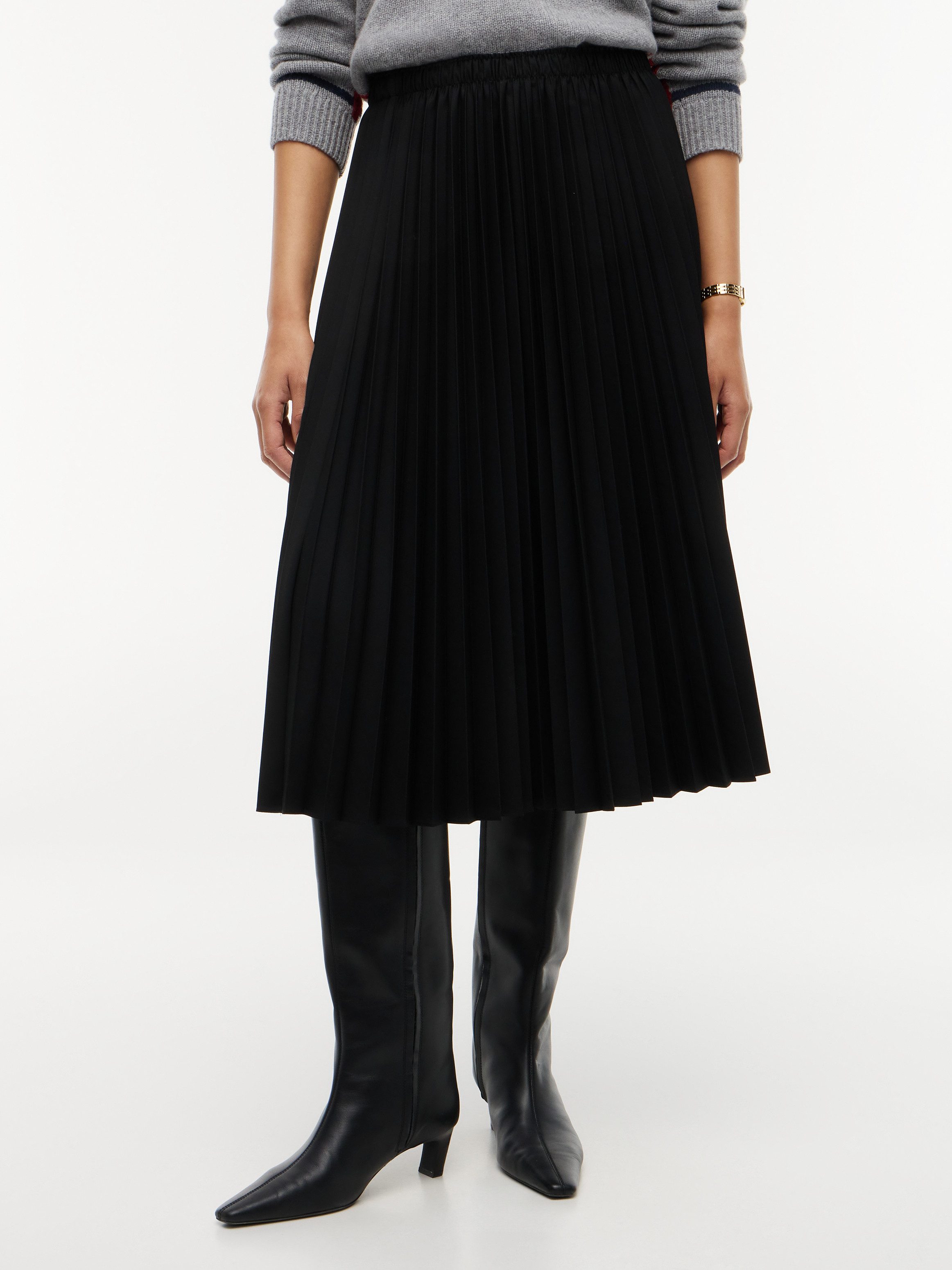 Tommy Hilfiger Plisseerock VISCOSE ELASTIC PLEAT MIDI SKIRT Materialmix, Plissee Falten