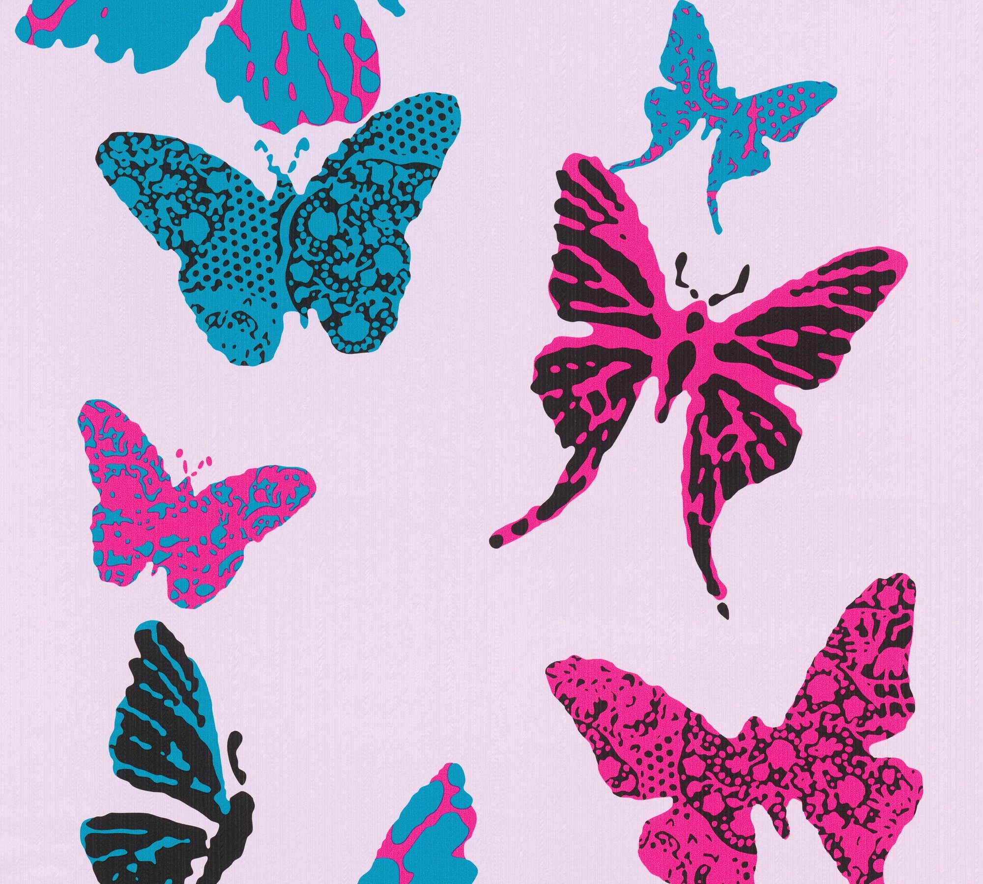 A.S. Création Papiertapete Boys & Girls Motiv, Schmetterlingen, Blau Tapete Violett geprägt, Schwarz 6 Schmetterling Tieren mit