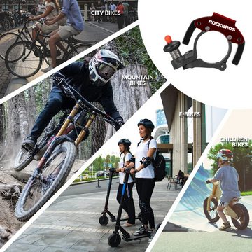 ROCKBROS Fahrradklingel Fahrradklingel, Fahrradglocke, 100dB Laut, (Innovativ Aluminiumlegierung Glocke, 1-tlg. Mini Fahrrad Klingel) für Fahrrad Mountainbike Rennrad mit 22,2 mm Lenker