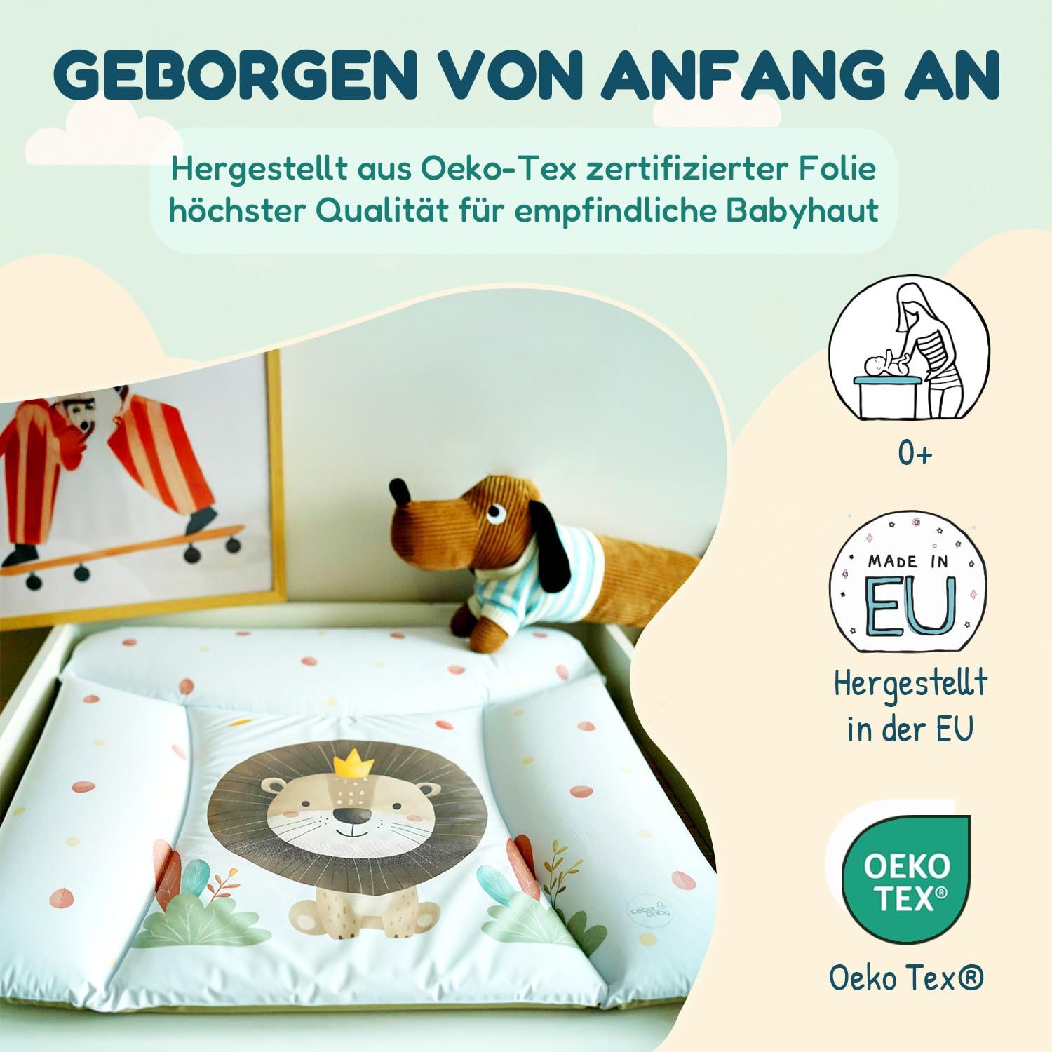 CEBA BABY Wickelauflage Weiche Baby Wickelunterlage 75 x 72 cm / 85 cm x 75 günstig online kaufen