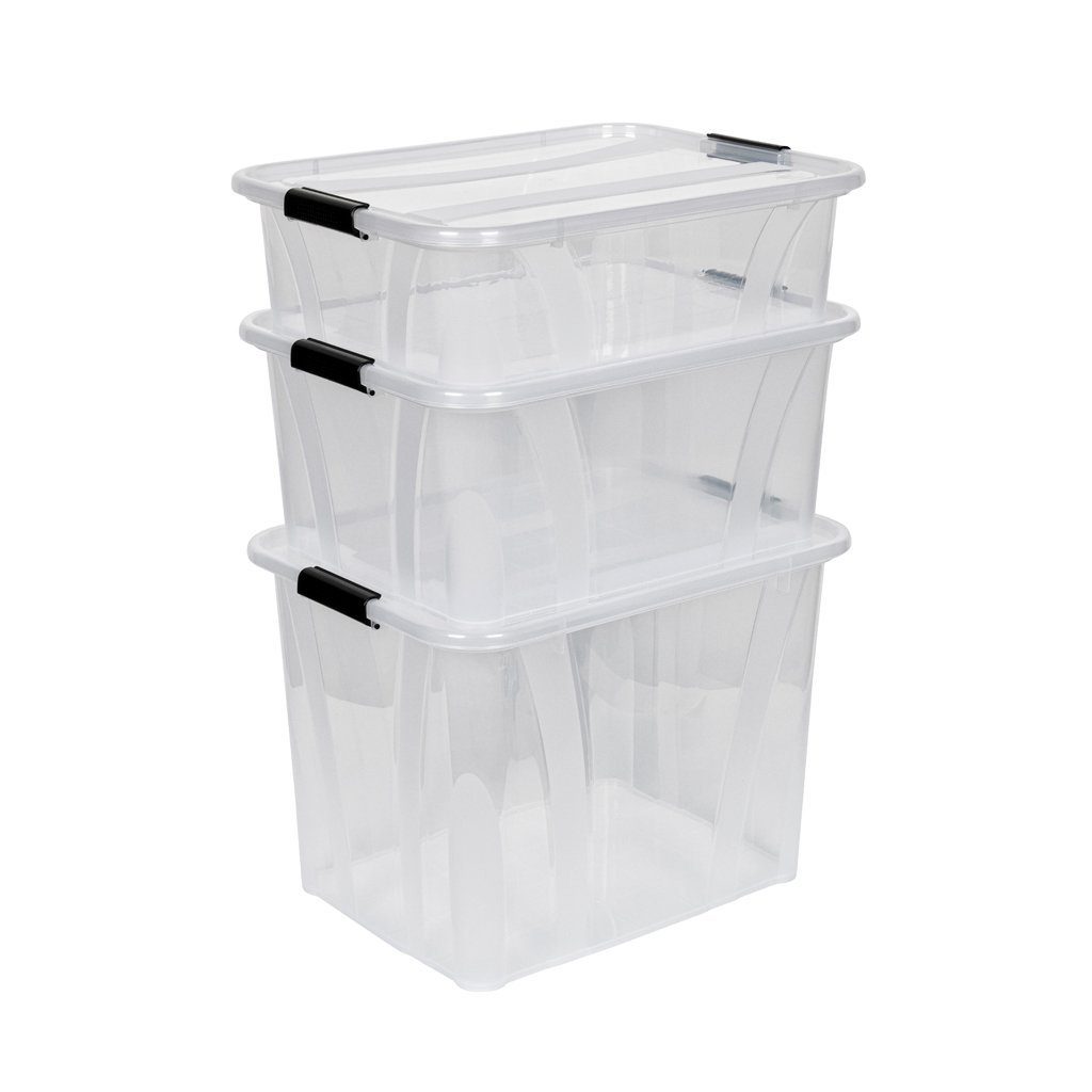 Aufbewahrungsbox 3er Set: Master Boxen mit Deckel (21, 32, 55 Liter)