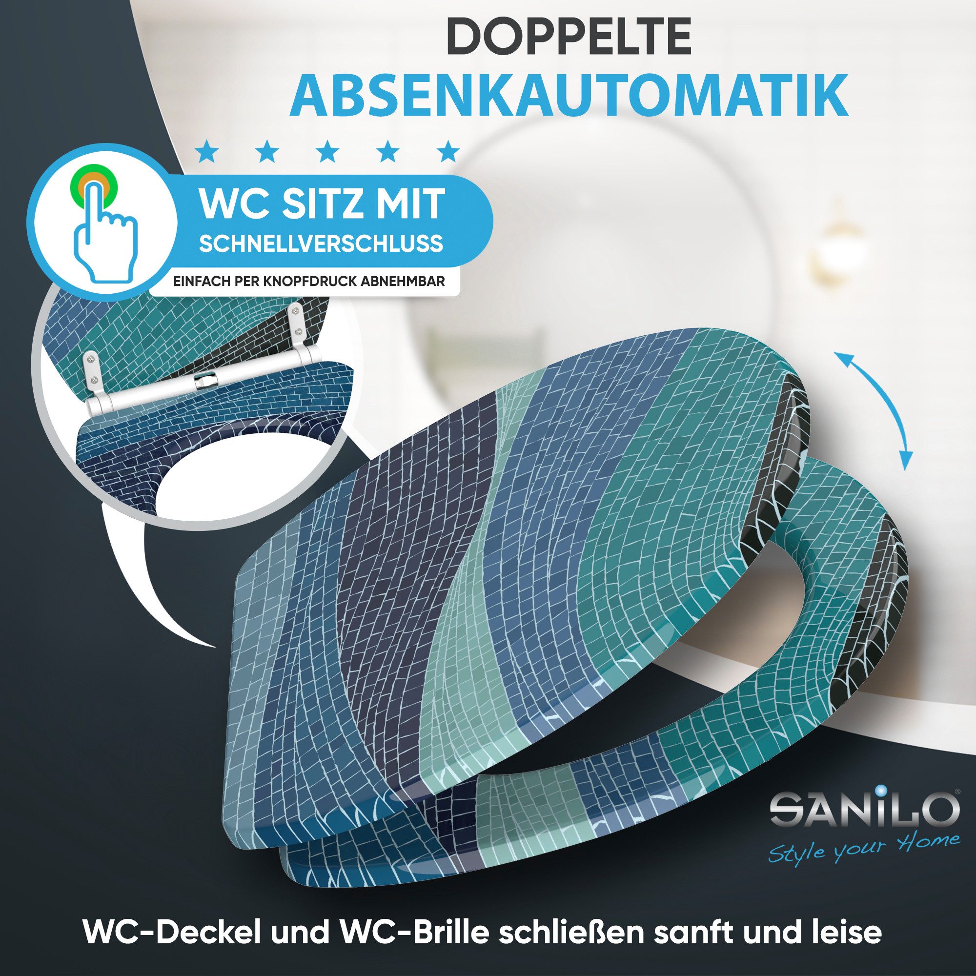 Sanilo WC-Sitz mit Absenkautomatik & Top Fix in vielen Designs, hochwertig, abnehmbar, leichte Montage von oben, mit Schraubenzieher – Bild 3 von 5