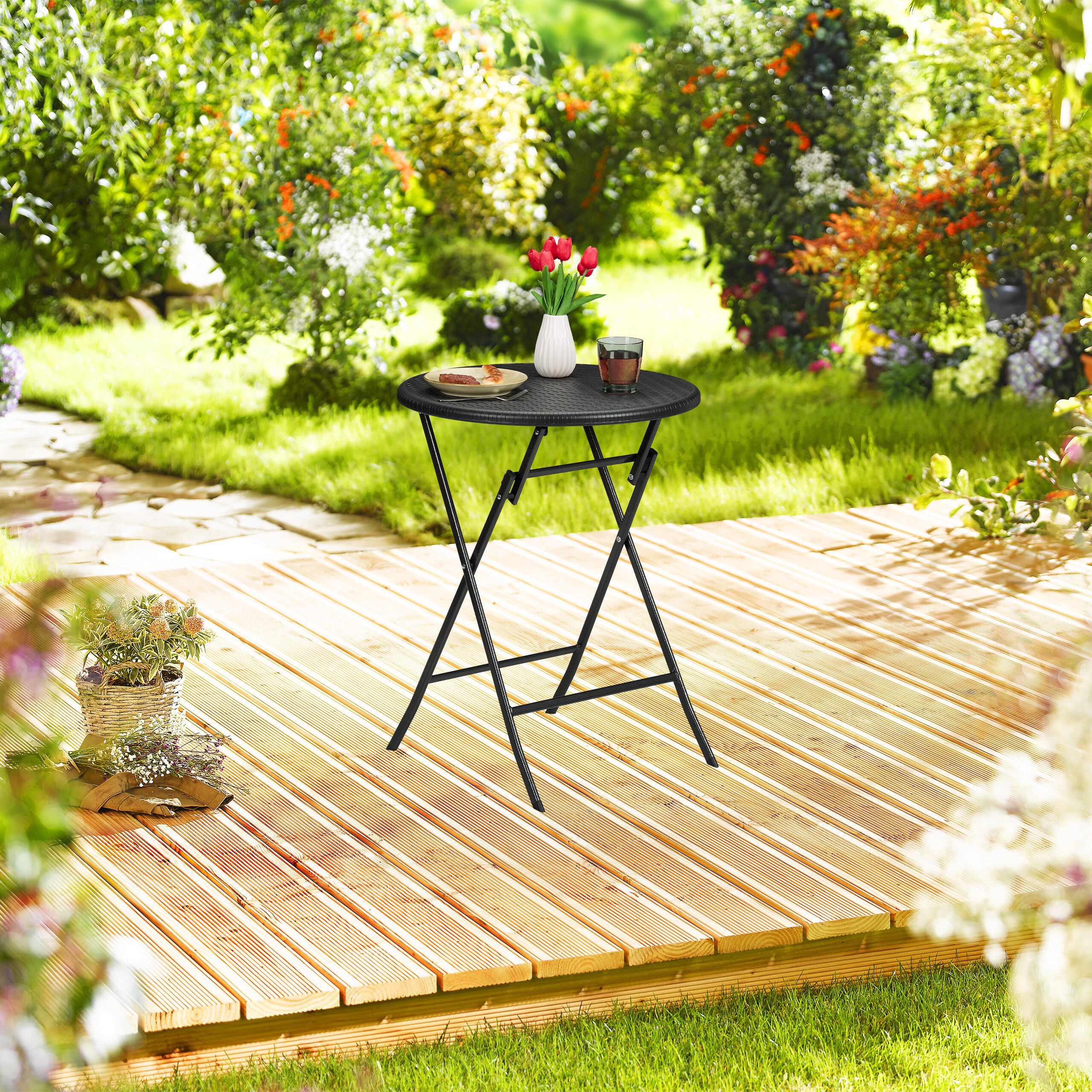 relaxdays Gartentisch Runder Gartentisch in Rattan-Optik, günstig online kaufen