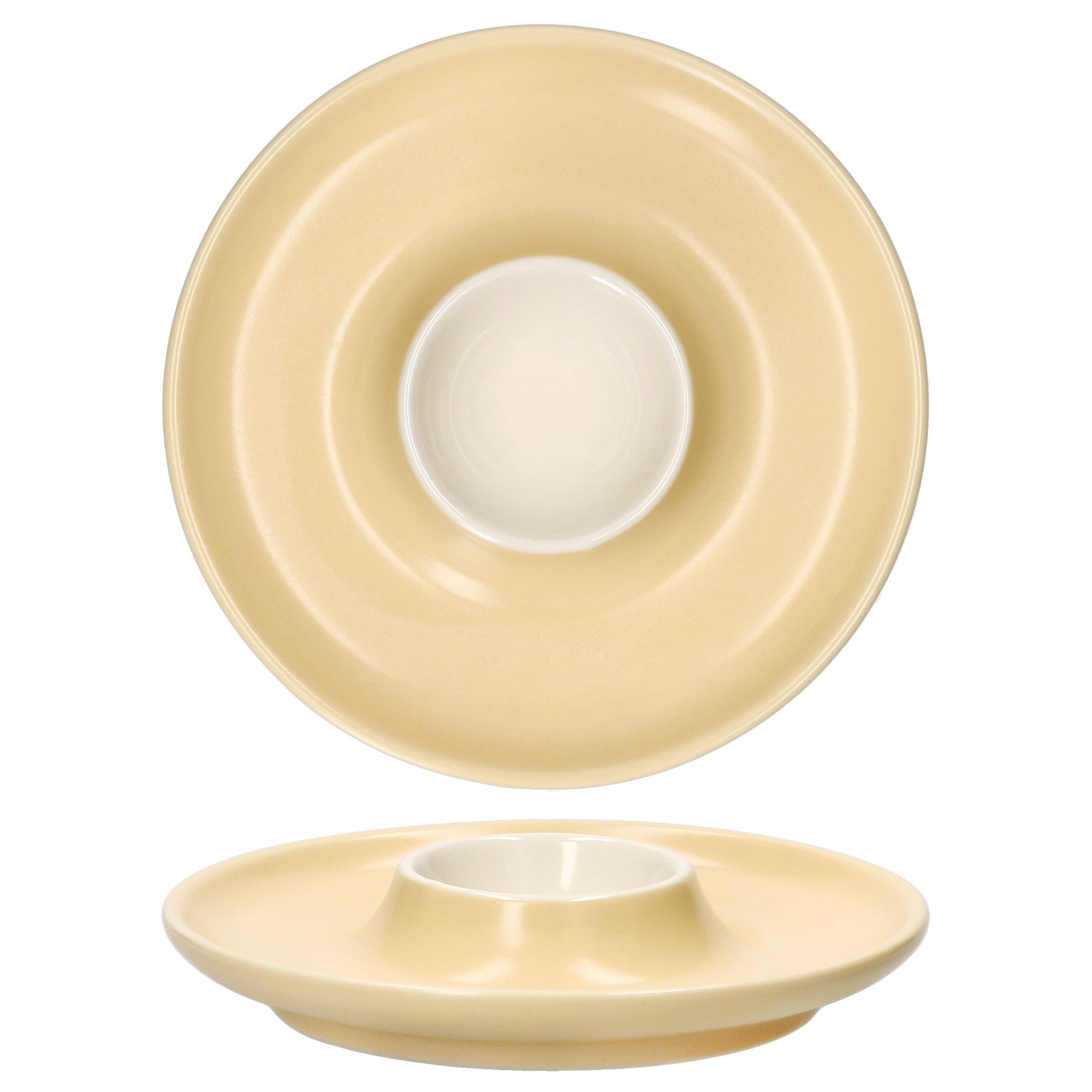 Ritzenhoff & Breker Eierbecher Ritzenhoff 6x Jasper Eierbecher mit Ablage Vanille Steingut 6 Personen