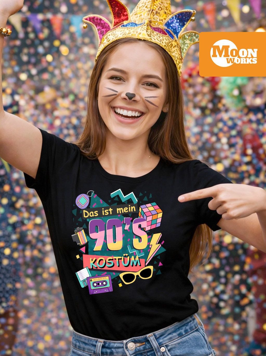 MoonWorks Print-Shirt Damen T-Shirt Das ist mein 90s Kostüm 90er Neunziger günstig online kaufen