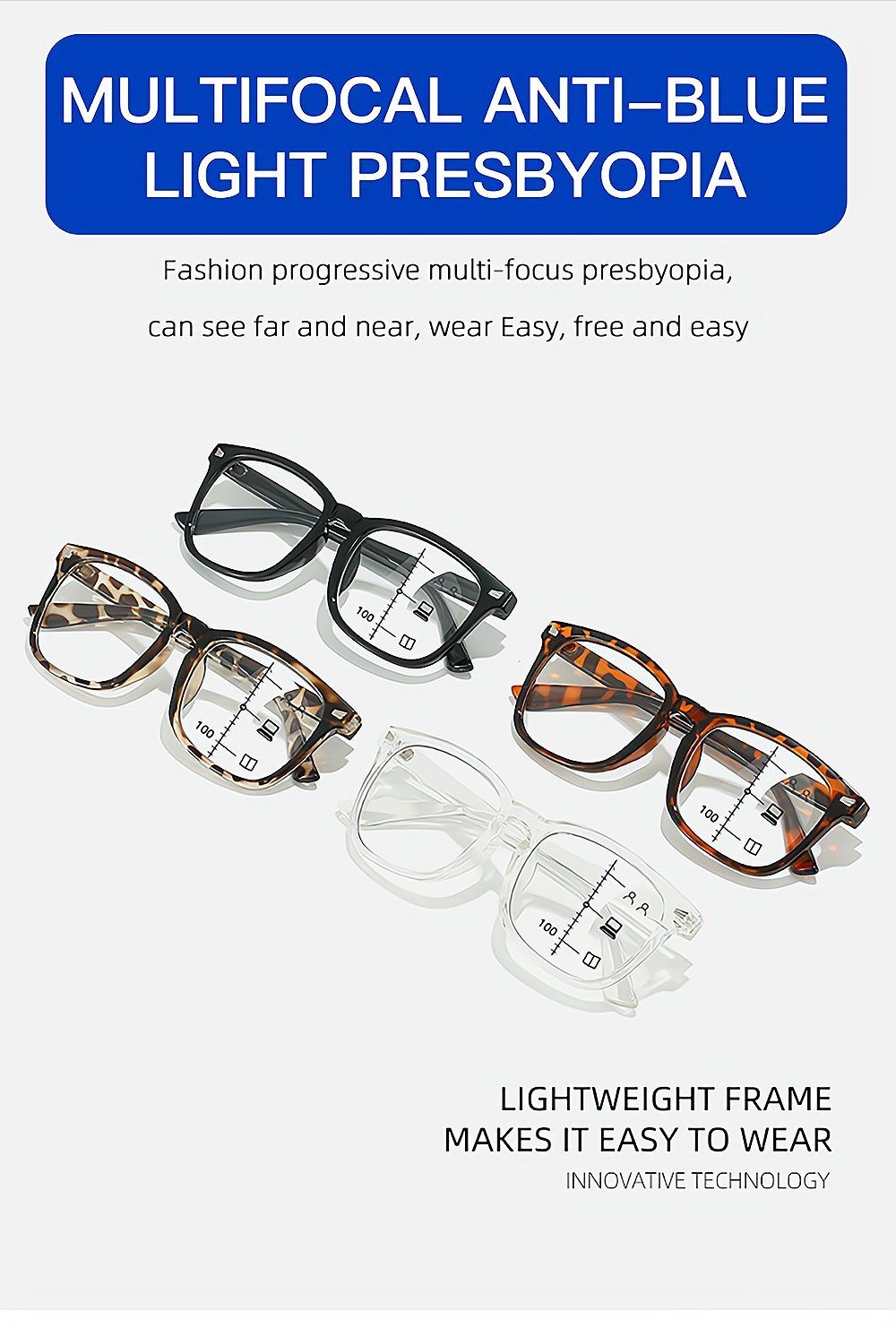 Blaulicht Herren PACIEA Lesebrille Quadratische Anti schwarz Computerbrille Damen Anti-Müdigkeit
