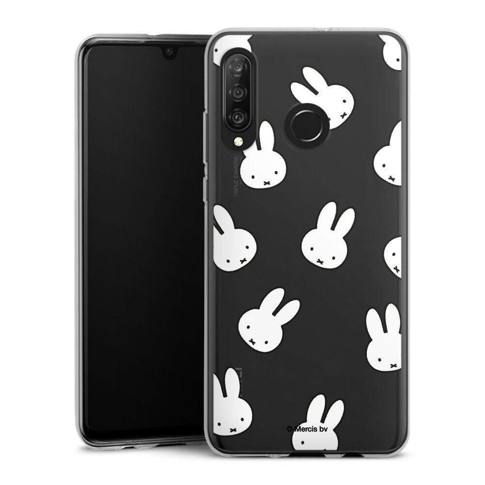 DeinDesign Handyhülle Miffy Muster transparent Miffy Pattern Transparent, Huawei P30 Lite Premium Silikon Hülle Bumper Case Handy Schutzhülle