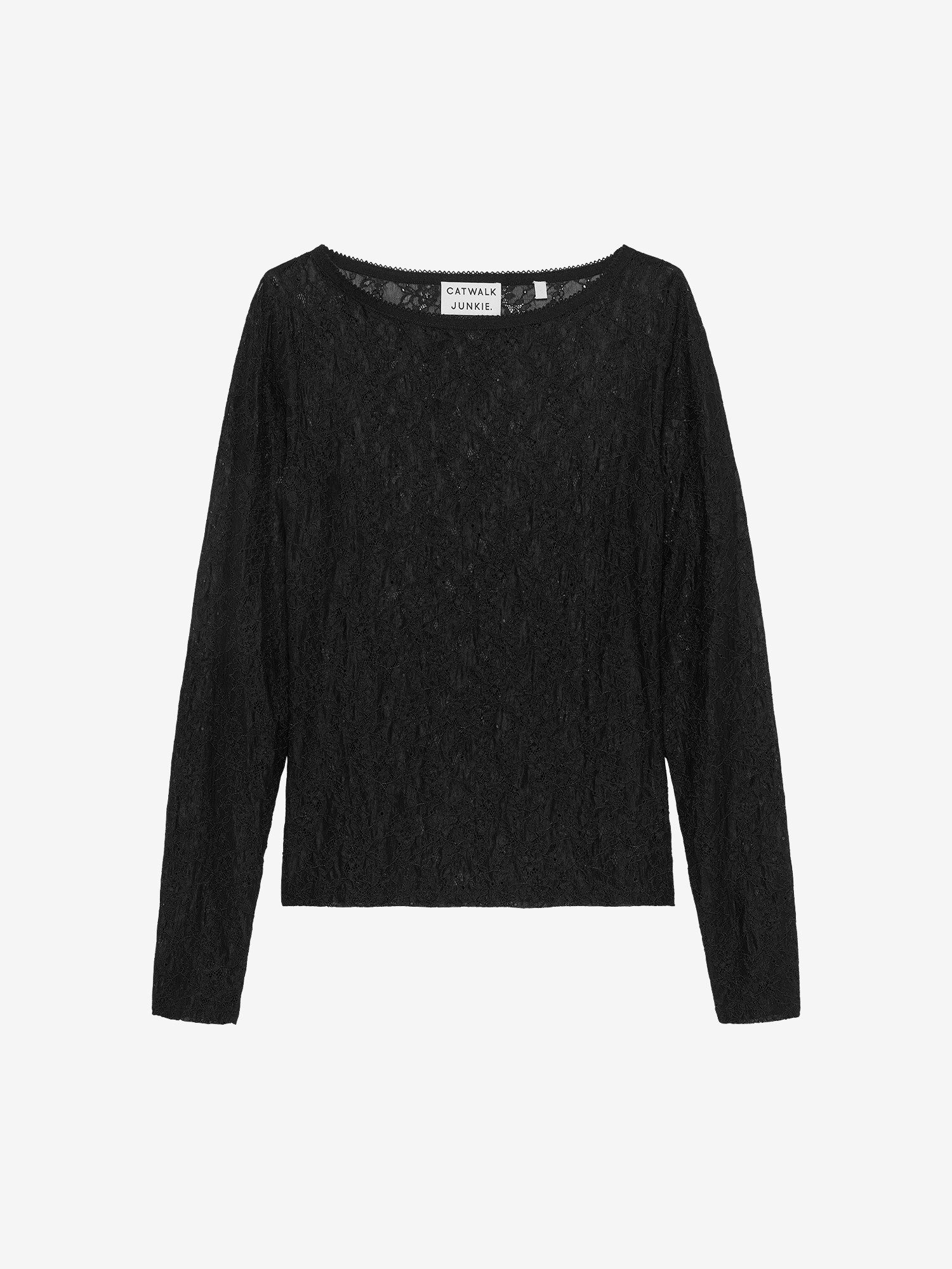 Catwalk Junkie Langarmshirt - Damenshirt in Unifarbe - Shirt mit feiner Spitzen-Optik
