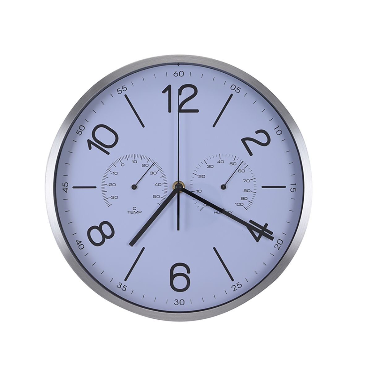 Koopman Uhr Uhr aus Metall in silber / weiß Ø30cm Feuchtigkeit und Temperatur (zum Aufhängen)