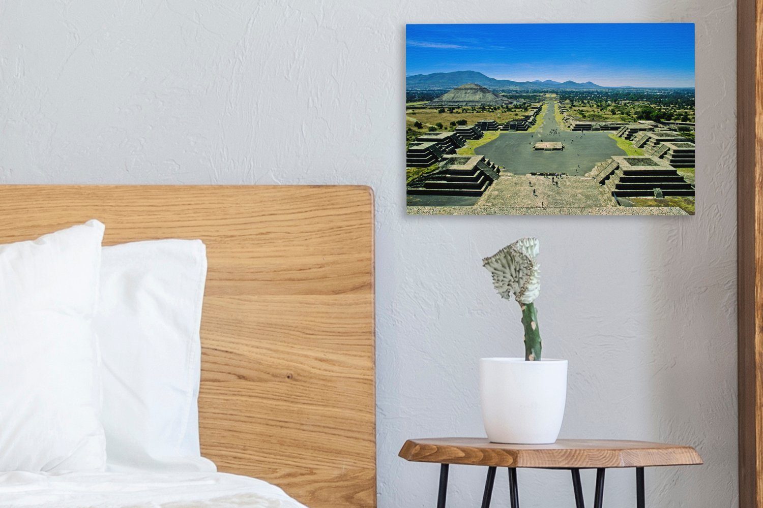 in der (1 Leinwandbilder, und Leinwandbild St), in Aufhängefertig, Wandbild Ansicht Wanddeko, cm Pyramiden Mexiko, Teotihuacán OneMillionCanvasses® 30x20 Ritualbauten