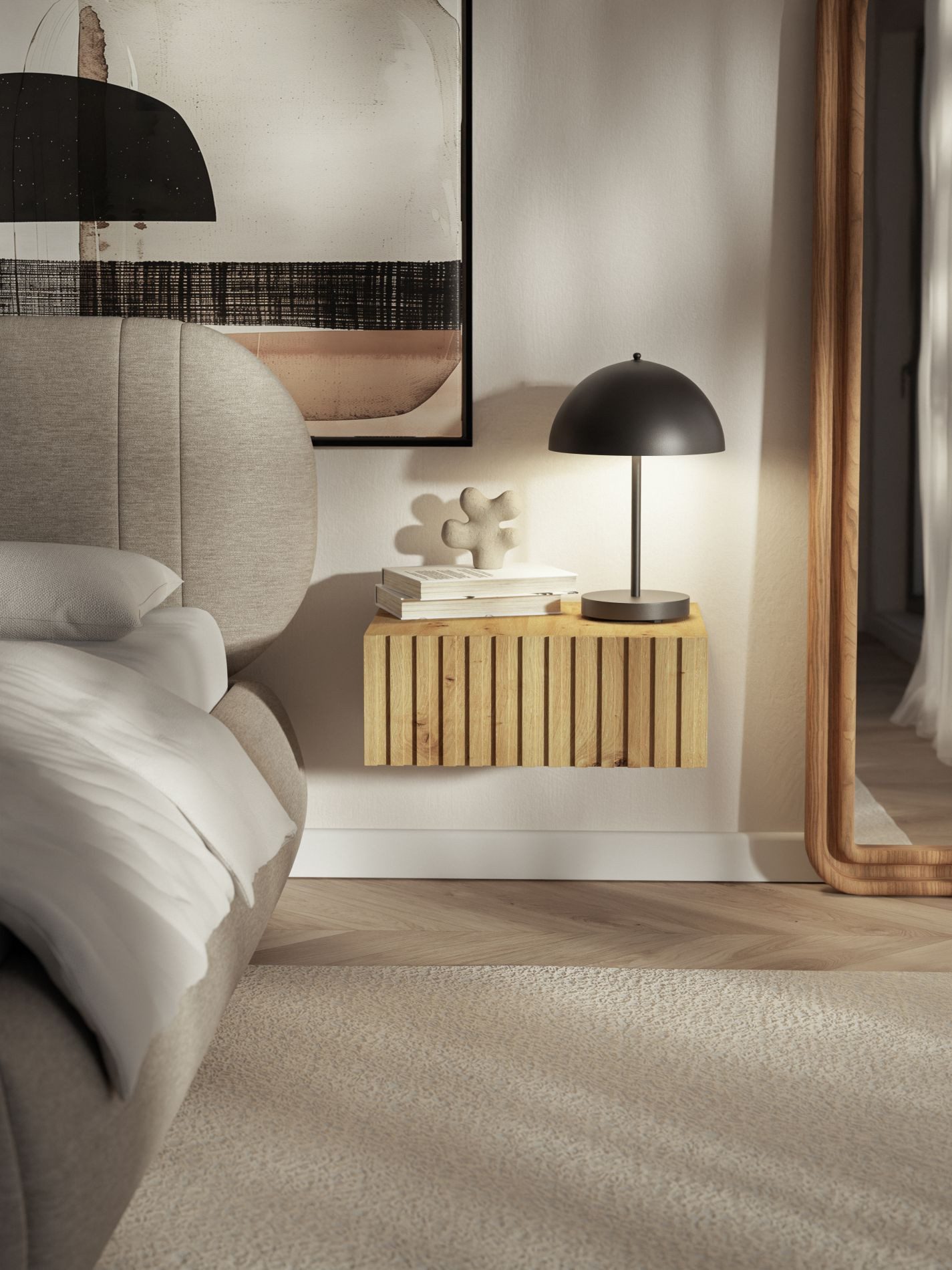 Selsey Nachttisch TELIRE, Platzsparende Wandmontage, Lamellenfront, günstig online kaufen