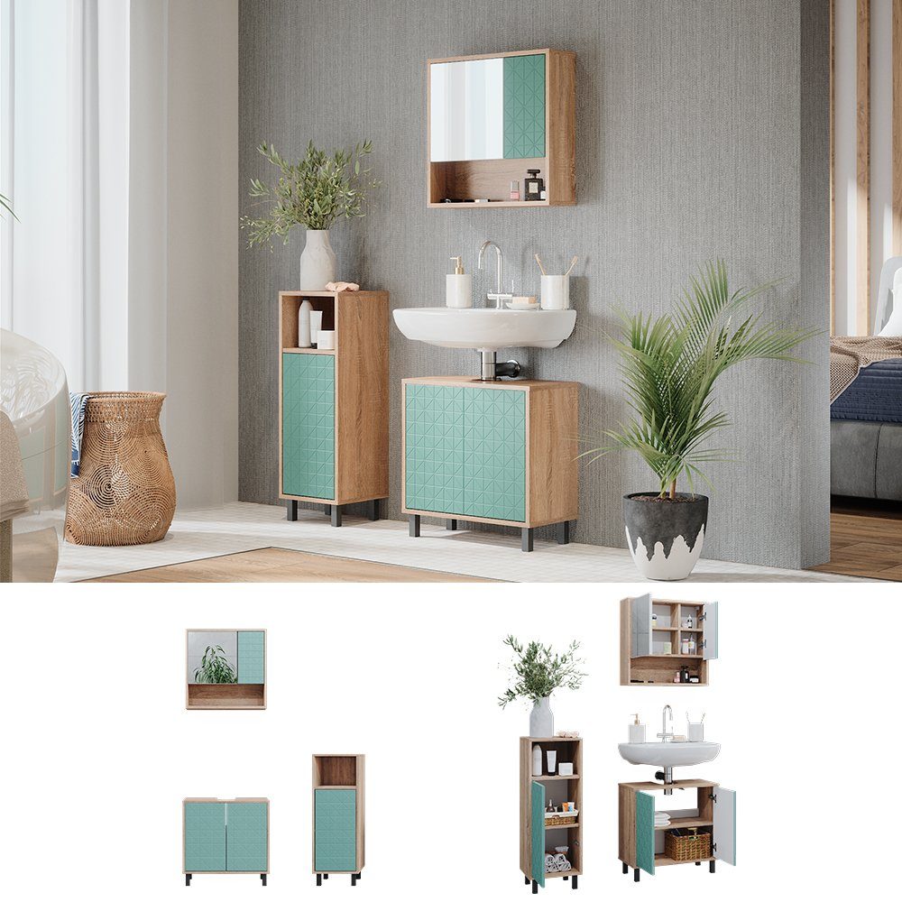 Vicco Badmöbel-Set Agasta, Mintgrün/Sonoma, 3 Teile, günstig online kaufen