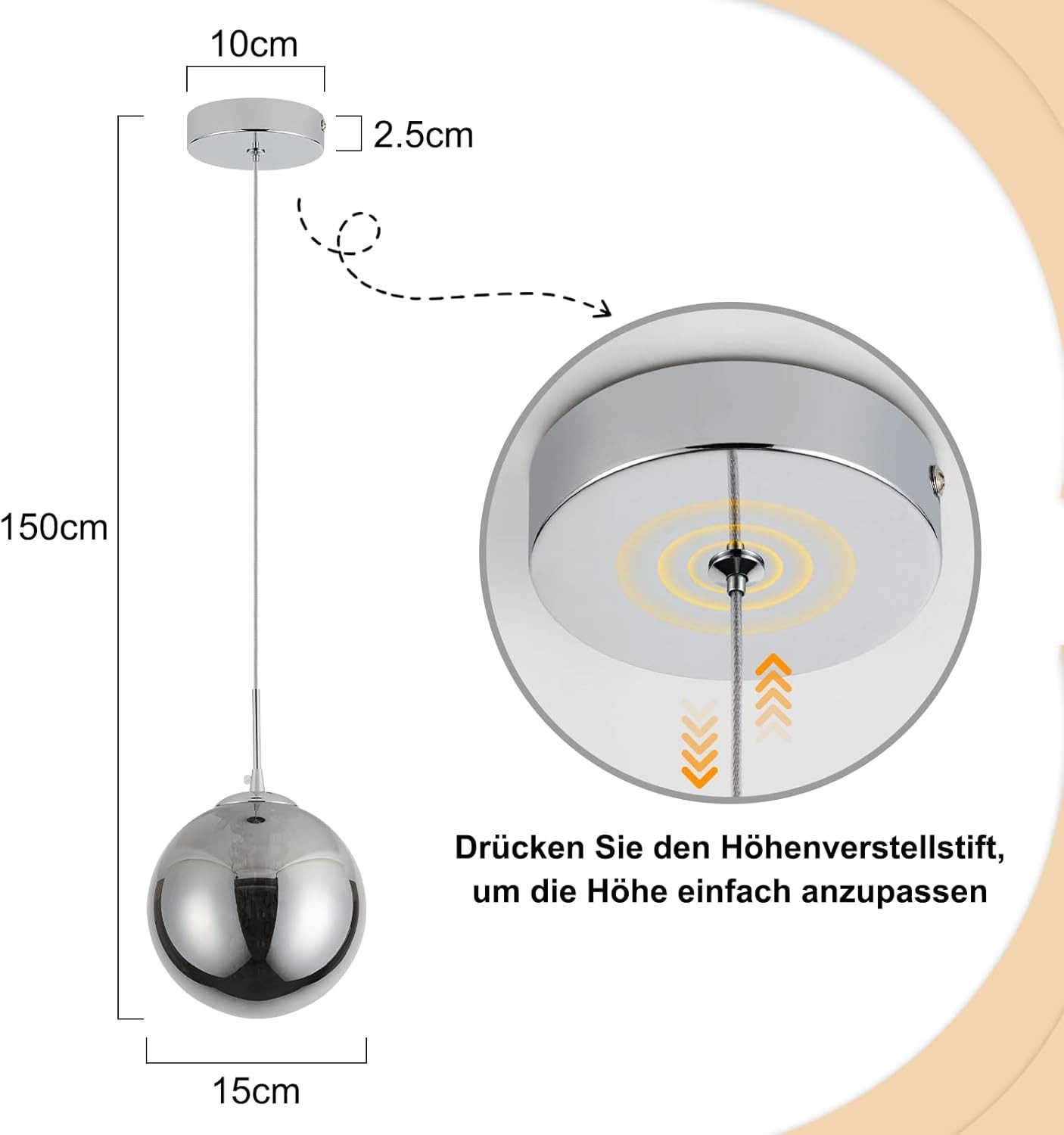Nettlife Pendelleuchte G9 Deckenlampe Bernstein/Grau Glas Industriestil, Höheverstellbar, LED wechselbar, Warmweiß, für Küchen Wohnzimmer Schlafzimmer Flur