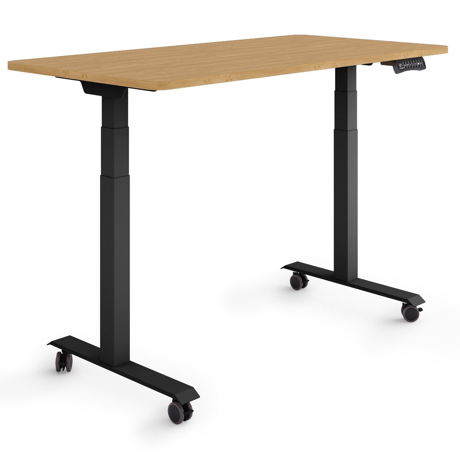 125,5 Tischplatte: Schwarz 60 60,5 Rollen Bambus x ESMART 120 auf - cm Germany, cm ESMART Höhe: Rahmen: Schreibtisch /